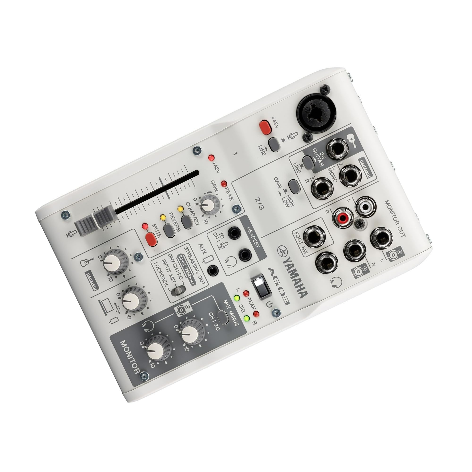 Yamaha AG03MK2 3-Channel Mixer & USB Audio Interface (White)