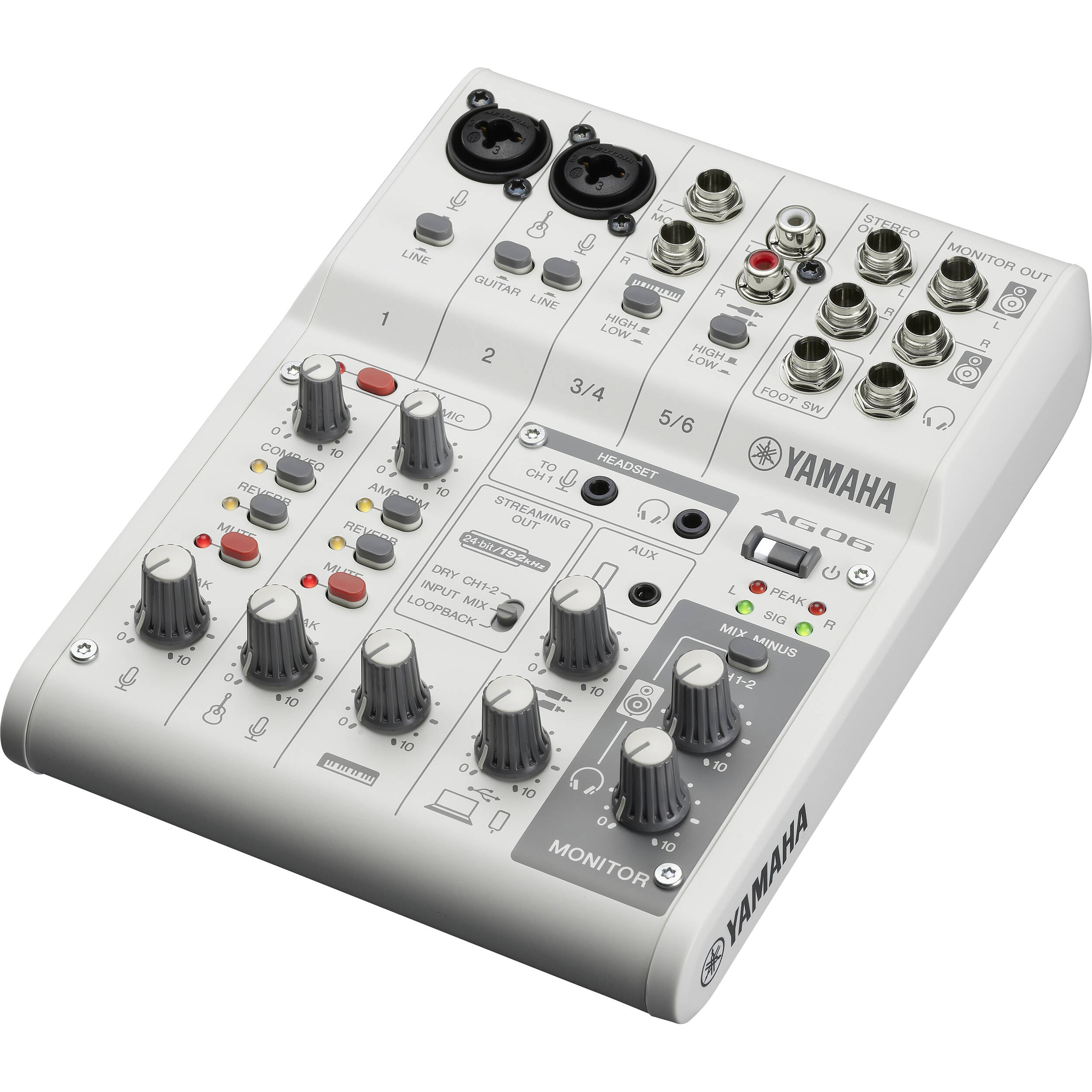 Yamaha AG06MK2 6-Channel Mixer and USB Audio Interface (White