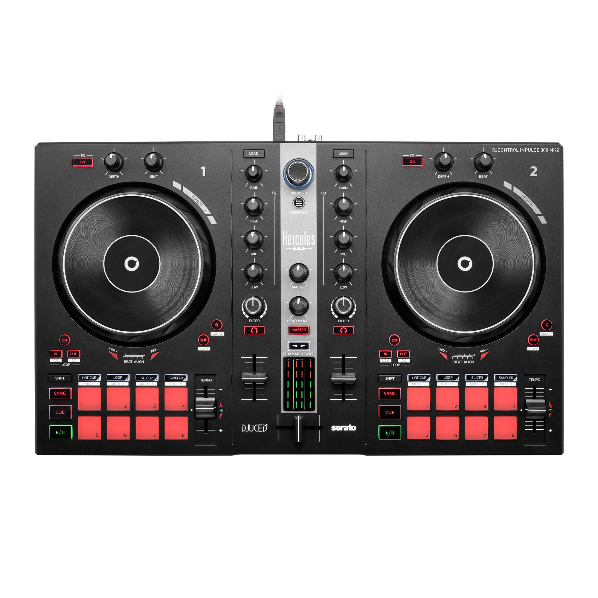 Hercules DJ Essentials Kit All-in-One Kit to Learn to DJ with DJControl Inpulse 300 Controller, Monitors, and Headphones