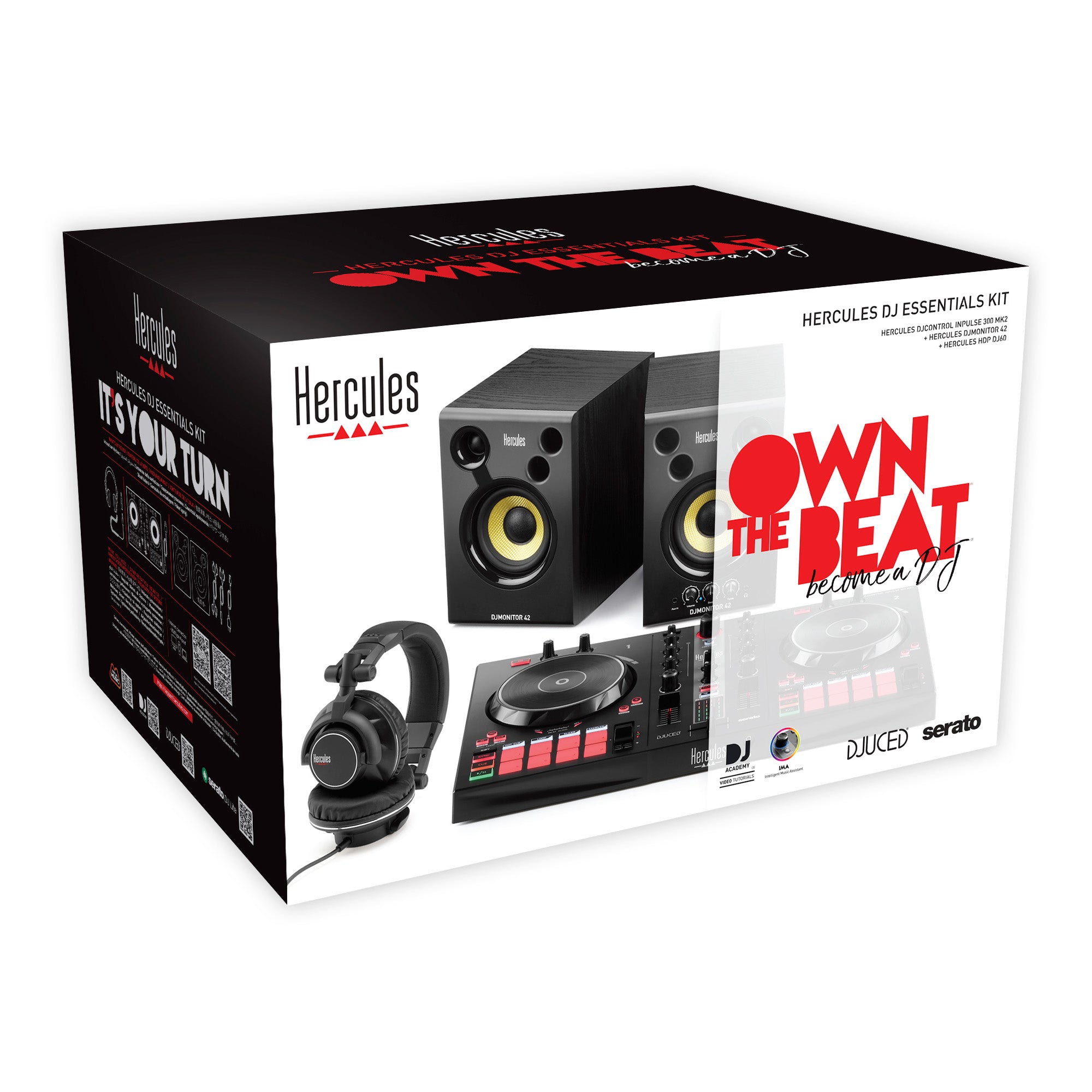 Hercules DJ Essentials Kit All-in-One Kit to Learn to DJ with DJControl Inpulse 300 Controller, Monitors, and Headphones