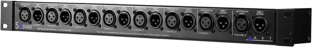 ART S8-3Way Eight Channel Three-Way Mic Splitter - 3 Outputs Per Channel