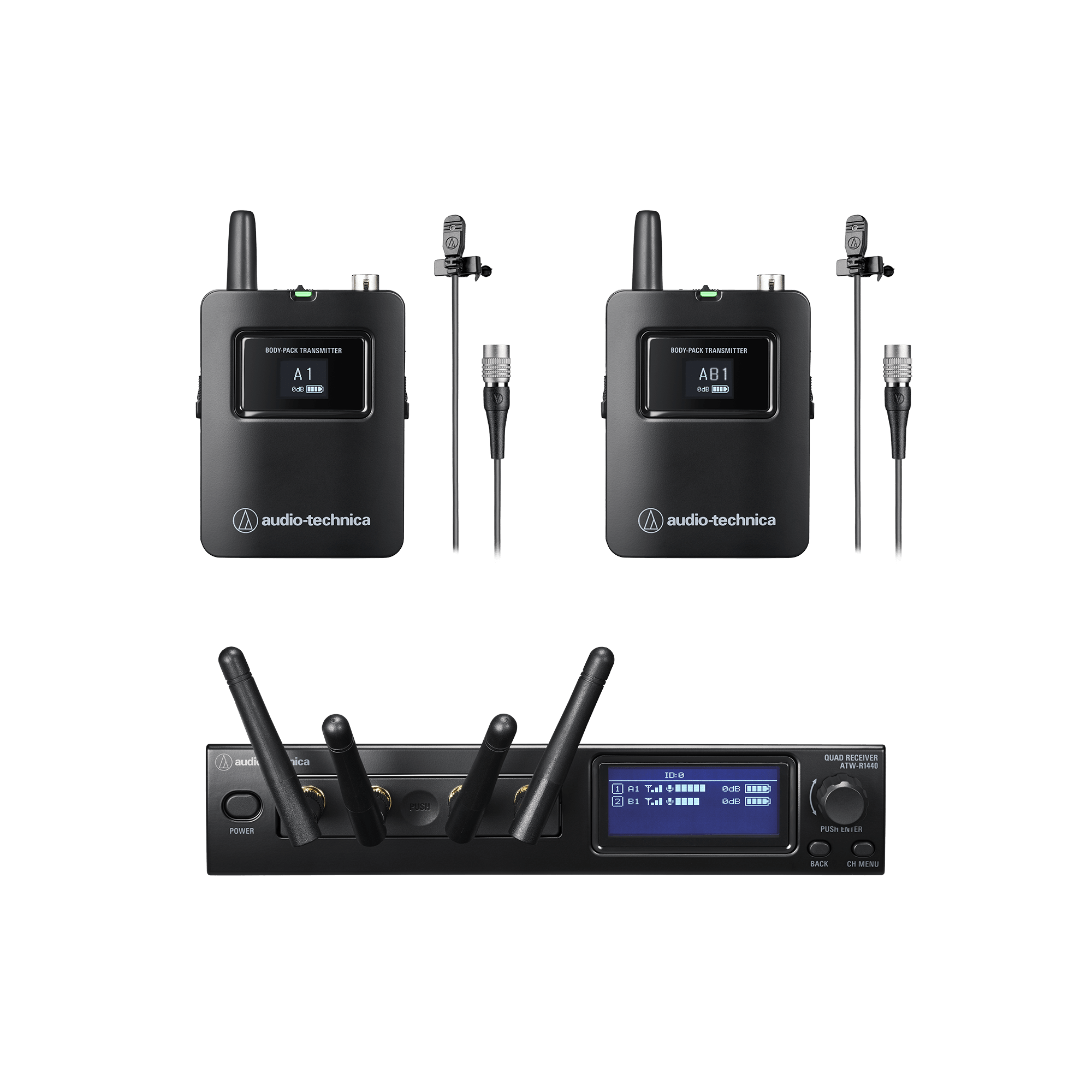 Audio-Technica ATW-1421/L System 20 PRO 2-Person Digital Wireless Lavalier Microphone System (2.4 GHz)