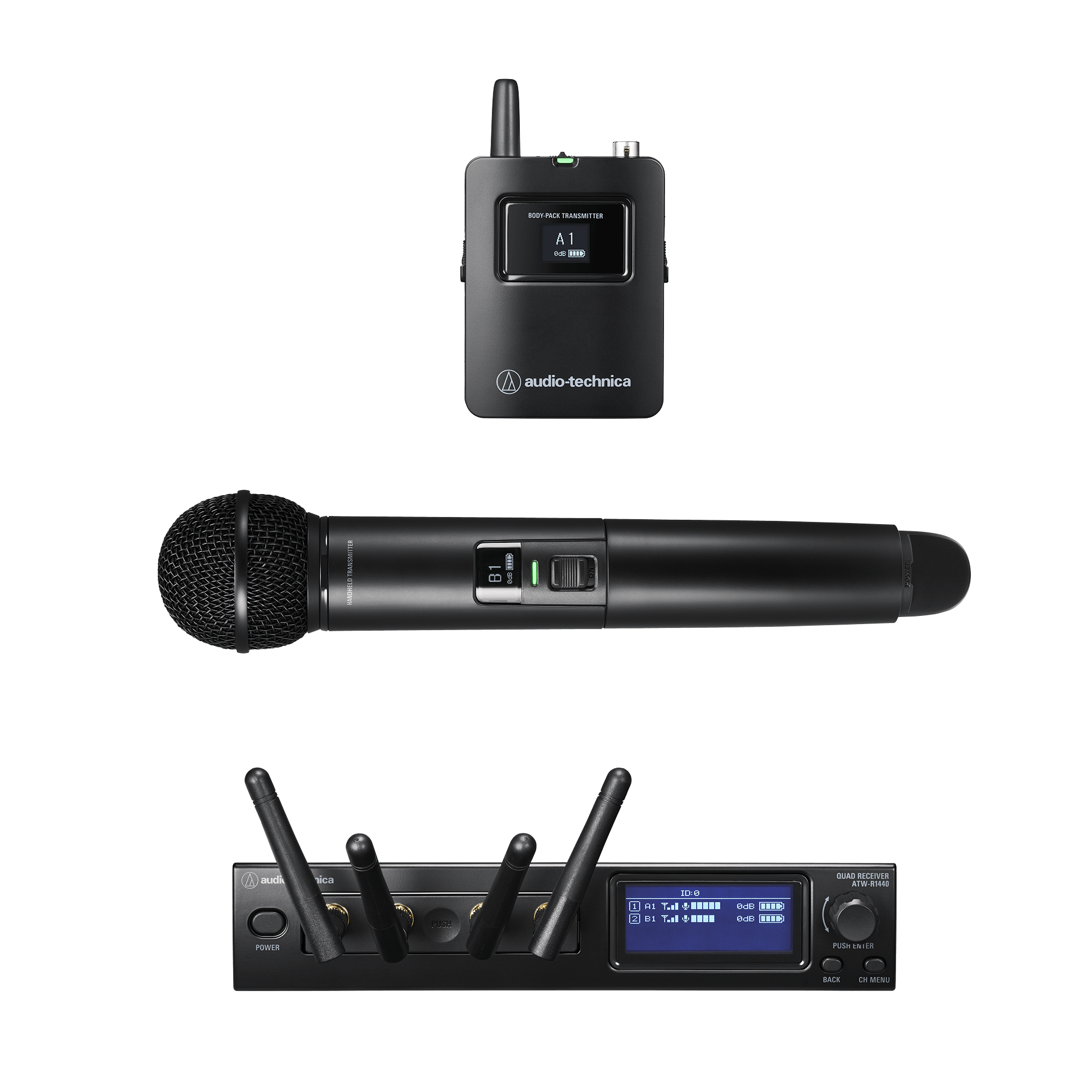 Audio-Technica ATW-1423 System 20 PRO 2-Person Digital Wireless Combo Microphone System with Handheld & Bodypack Transmitters (2.4 GHz)