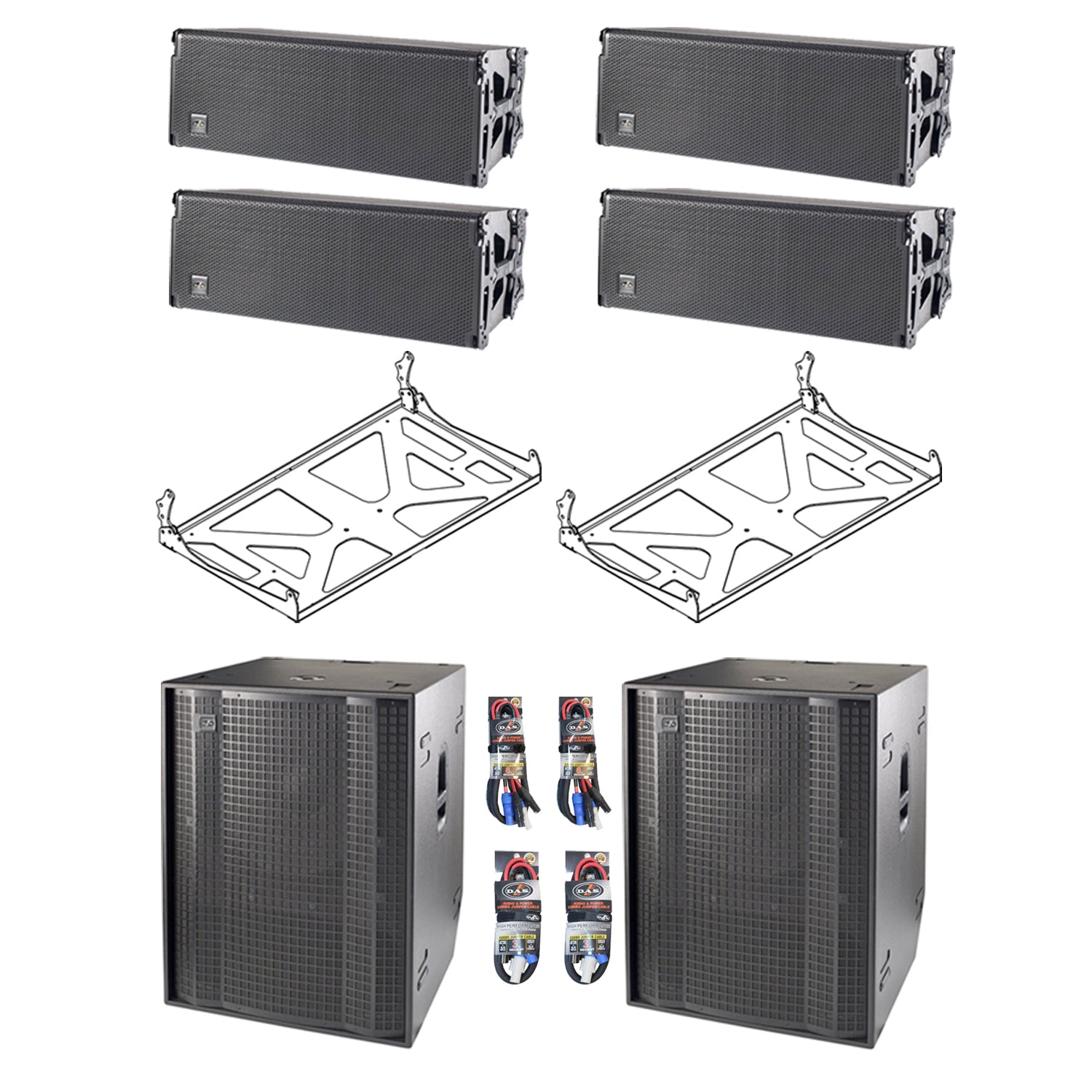 DAS Audio Event 212A (4) Dual 12 Powered Line Array System with EVENT121A (2) Subwoofers