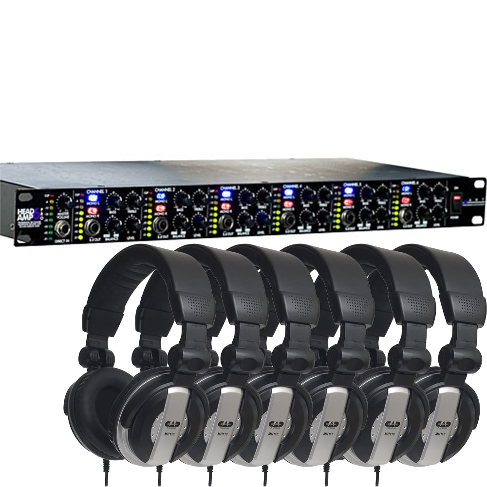 ART HeadAmp6PRO 6 Channel Stereo Headphone Amplifier w/6 Pairs of CAD Headphones