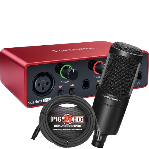Focusrite Scarlett Solo 3G Audio Interface w/Audio-Technica AT2020 Condenser Mic