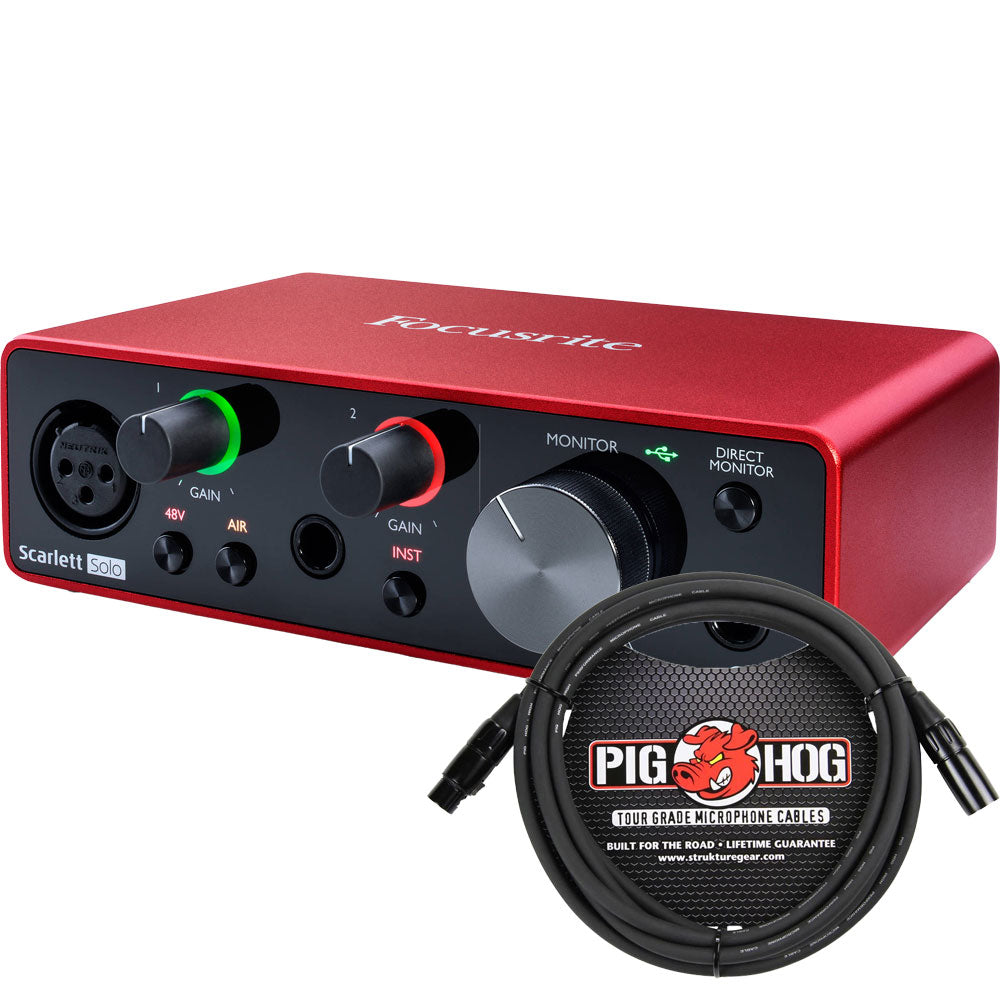 Focusrite Scarlett Solo 2x2 USB Audio Interface 3rd Gen w/ XLR Cable