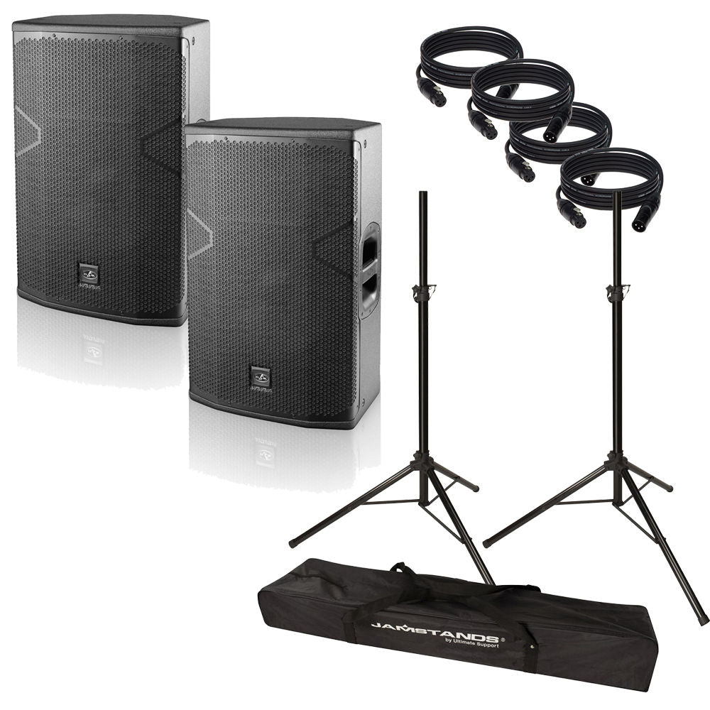 D.A.S. Vantec 12A 12 2-Way Powered Speakers Pair with Stands and Covers