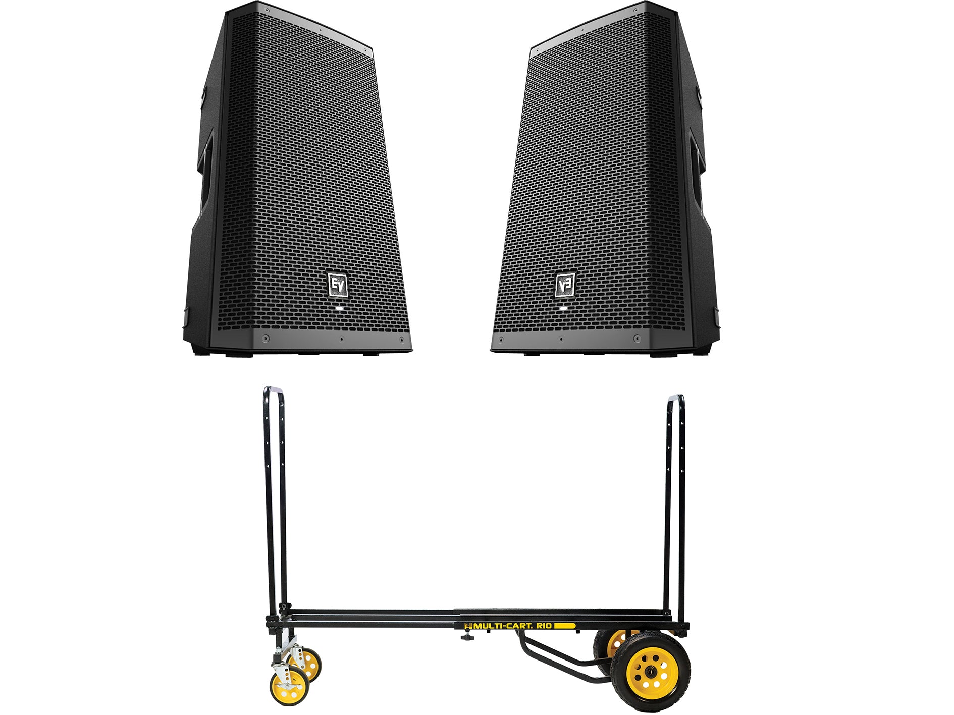 Electro-Voice ZLX-12P Bluethooth Powered Speaker Pair + Rock N Roller R10RT Cart