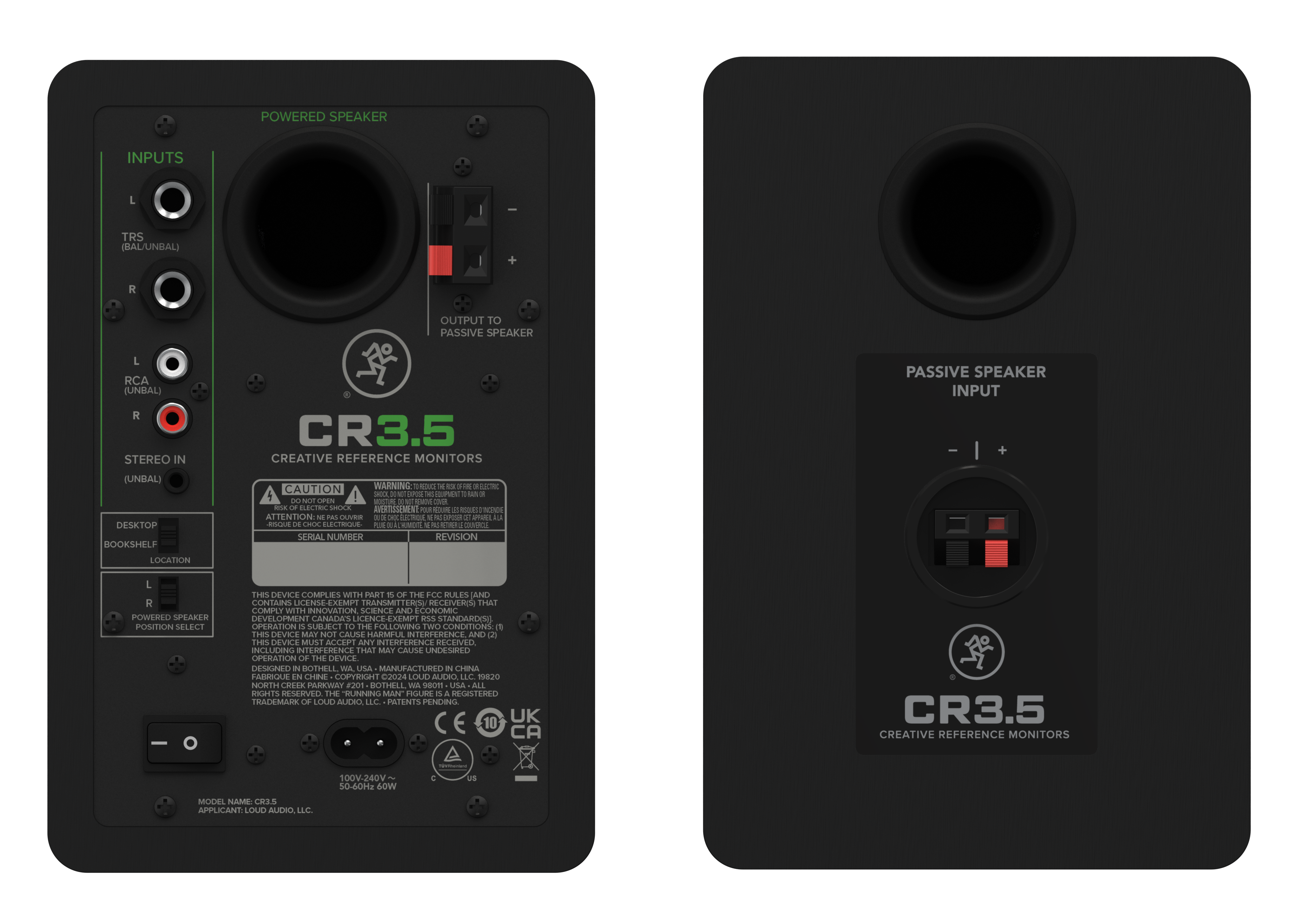 Mackie CR3.5 3.5 Powered Studio Monitors w/ Tone Control