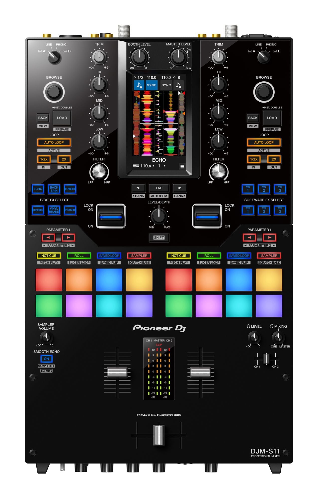 Pioneer DJ DJM-S11 Professional 2-Channel Battle Mixer for Serato DJ Pro / rekordbox