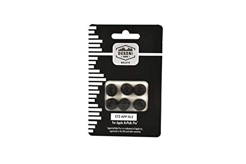 Dekoni Bulletz Memory Foam Earphone Tips - Foam Earbud Replacement - Compatible with Apple Airpods Pro - Replacement Tips (Extra Large 3 Pack, Black)