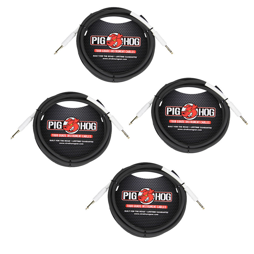 Pig Hog PH10 Tour Grade 4 Pack 10 Foot 1/4 Straight to Straight Guitar Cable