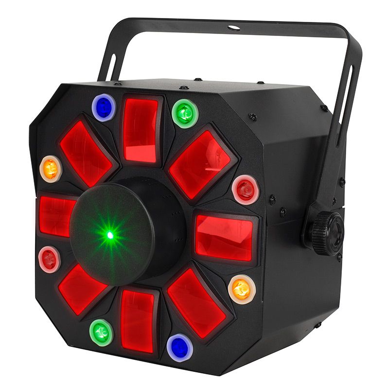 Eliminator Lighting Furious Three RG 3-FX-In-1 Moonflower, Wash, and Laser Light Fixture