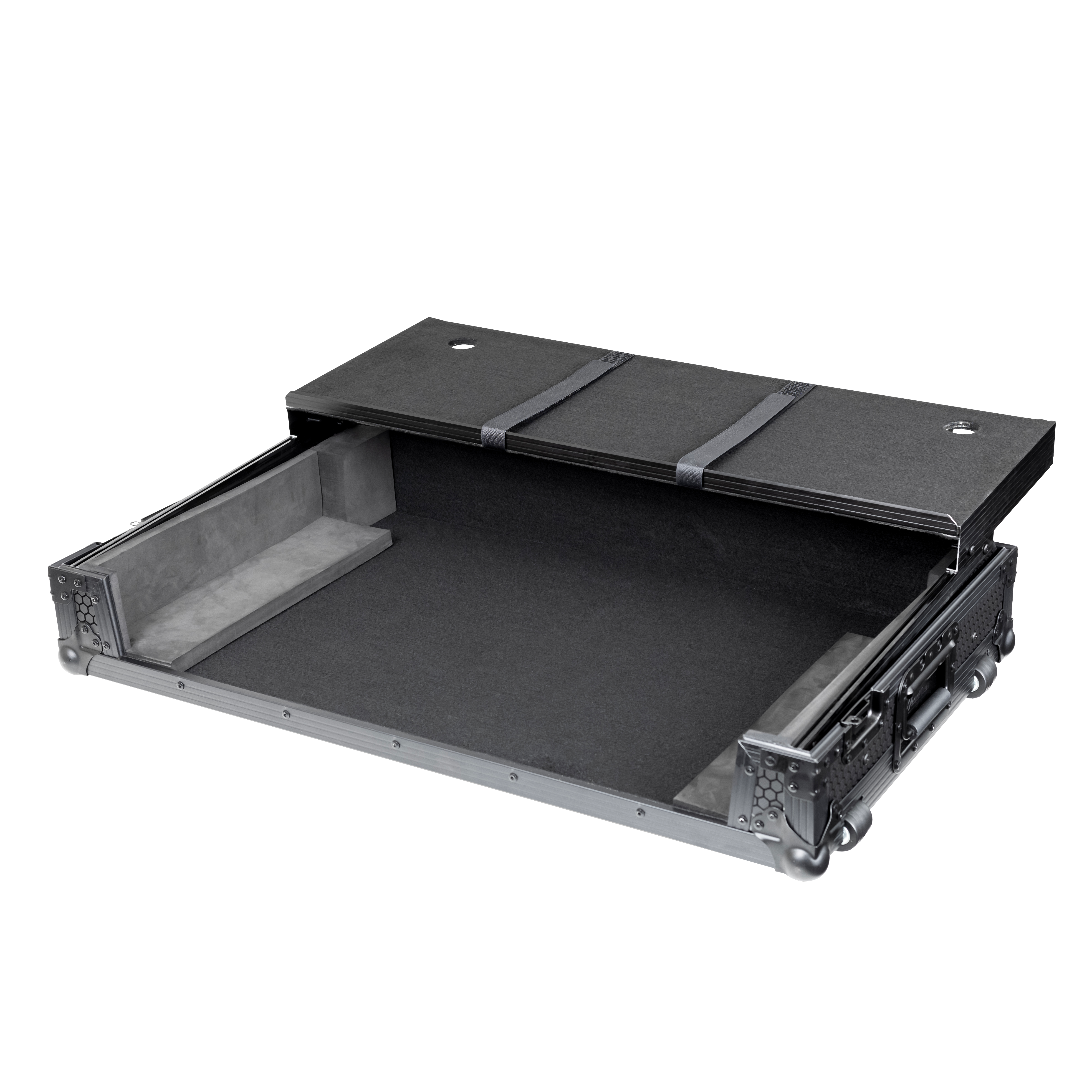 Headliner HL10016 Pitch Black Flight Case For Rane Four W/ Laptop Platform & Wheels