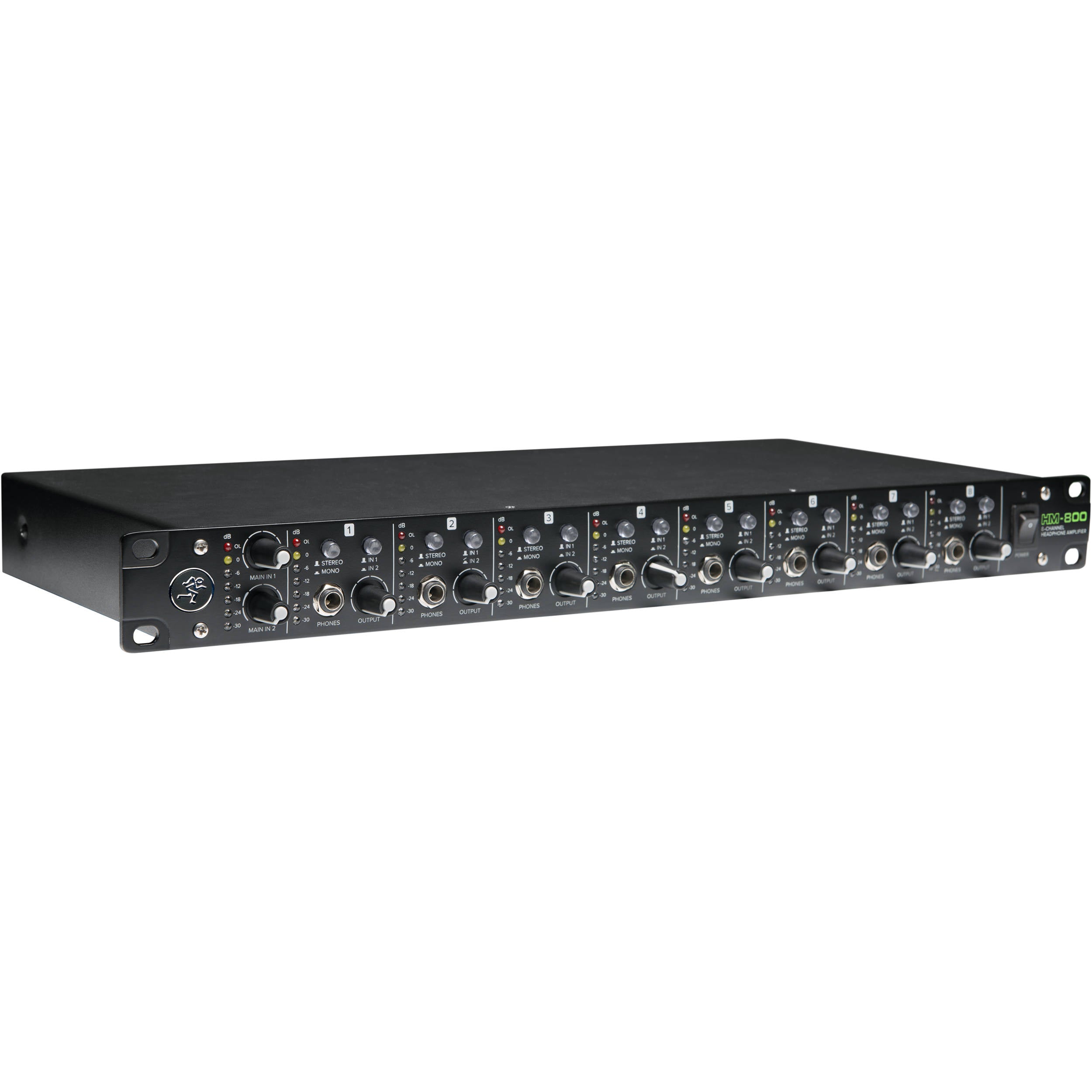 Mackie HM-800 8-Channel Rack Mountable 7 Segment LED Display Headphone Amplifier
