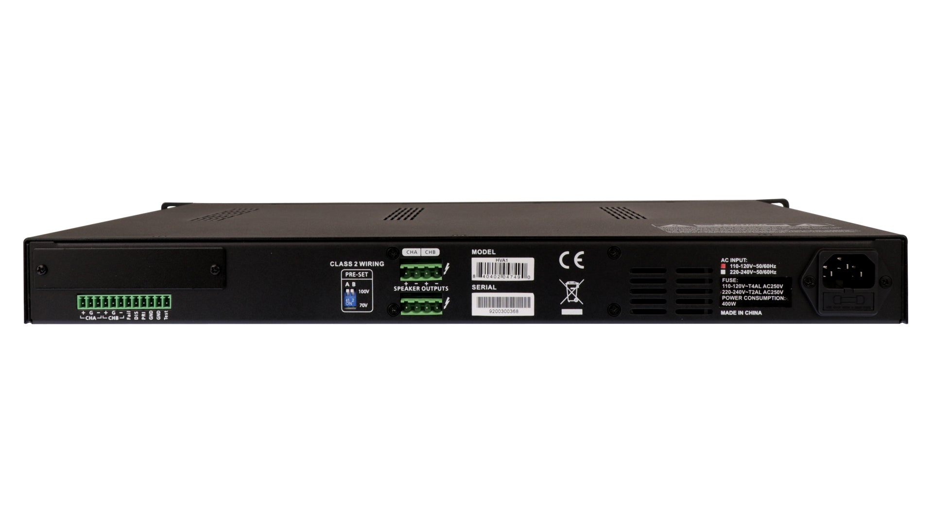 ART HVA1 2-Channel Class-D Installation Amplifier (135W/Channel at 70/100V)