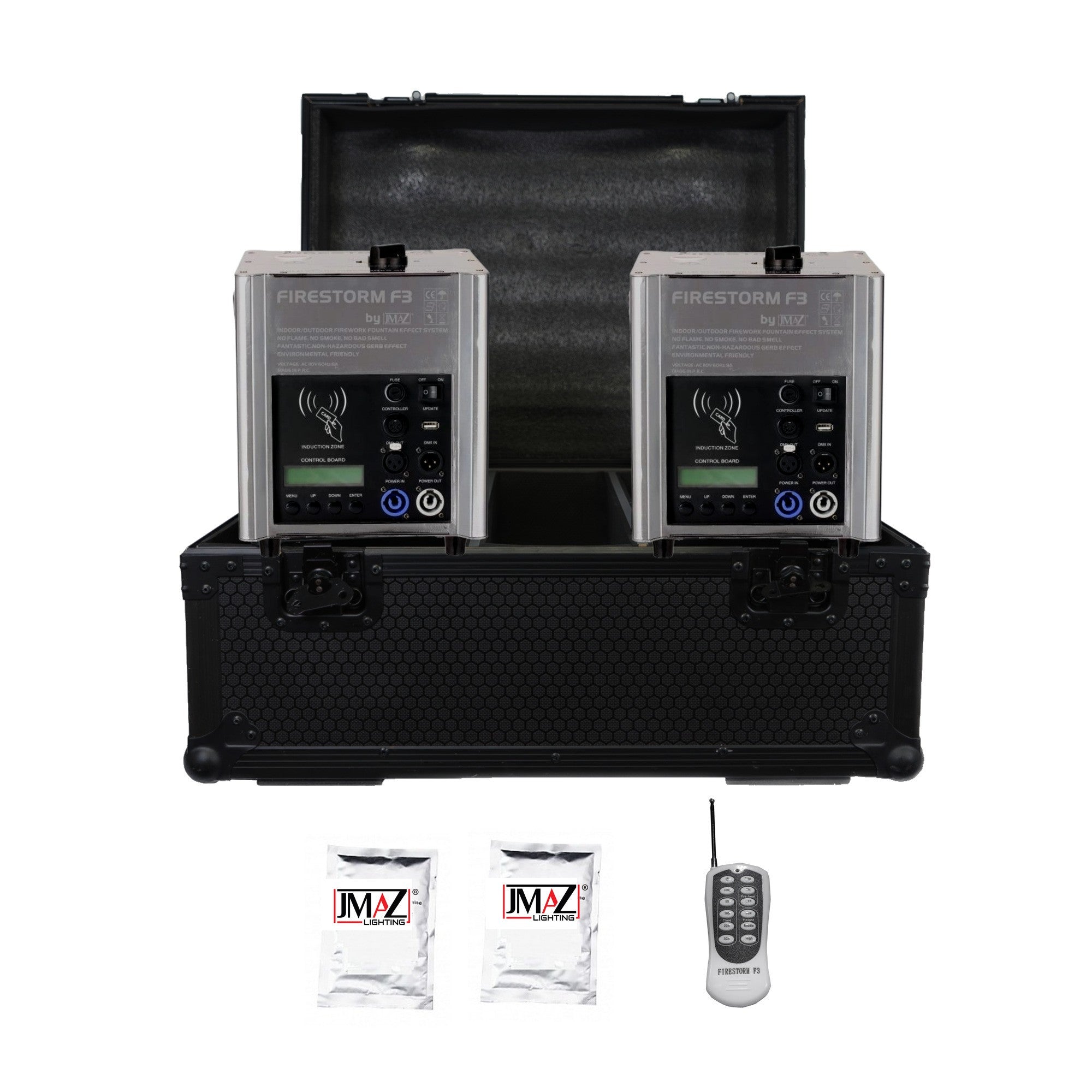 JMAZ Firestorm F3 JZ4004 500W Cold Spark Machine Chrome 2x Unit Package