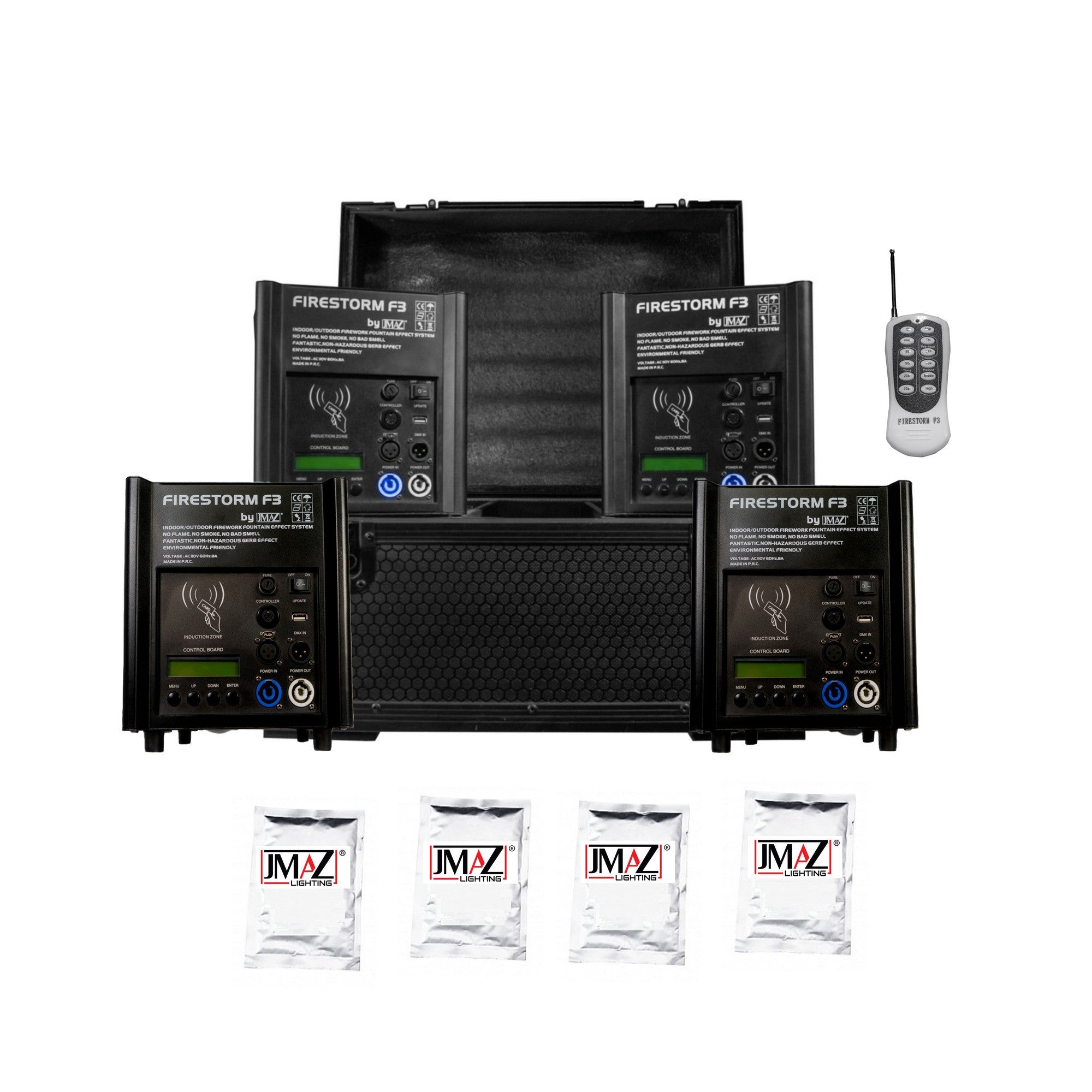 JMAZ Firestorm F3 JZ4006 500W Cold Spark Machine Black 4x Unit Package