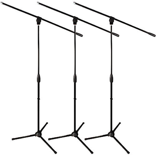 Ultimate Support MC-40B Tripod Mic Stand with 3-Way Adjustable Boom, 3-Pack