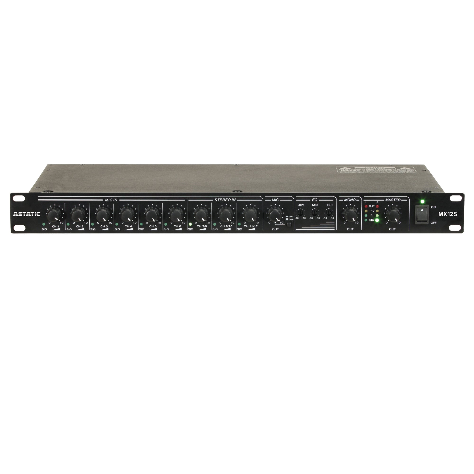 CAD Astatic MX12S 12 Channel Stereo Mixer - 1U Rack Mount