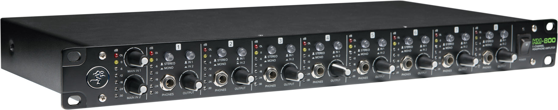 Mackie HM-800 8-Channel Rack Mountable 7 Segment LED Display Headphone Amplifier-OPEN BOX