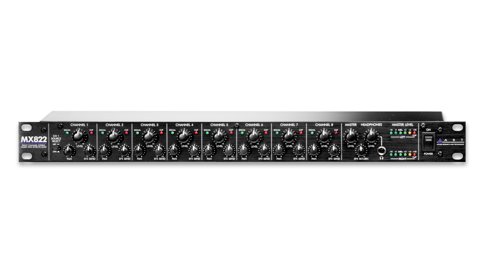 ART MX822 Eight-Channel Stereo Rackmount Mixer with Effects Loop