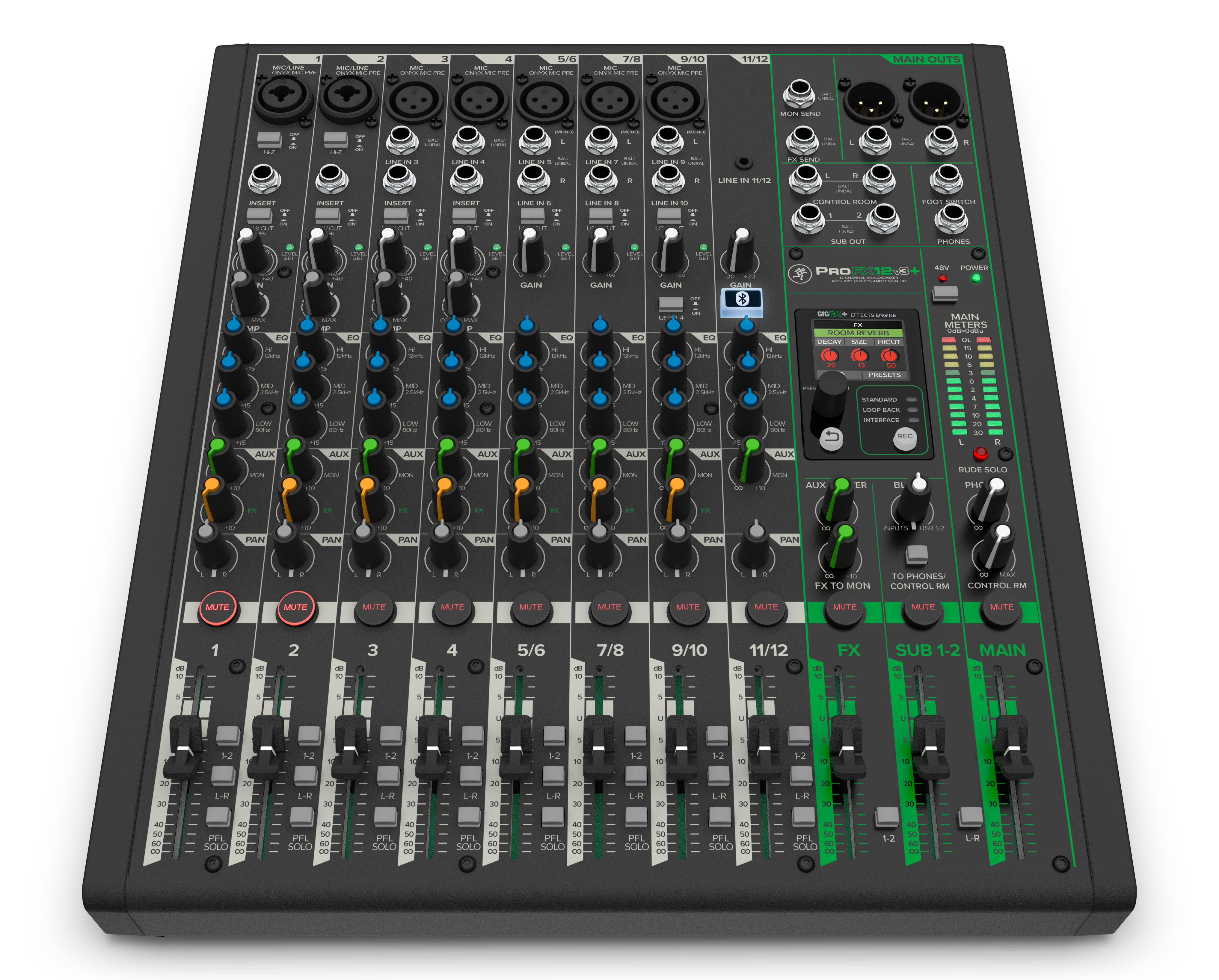 Mackie ProFX12v3+ 12-Channel Analog Mixer With Enhanced FX, USB Recording Modes and Bluetooth