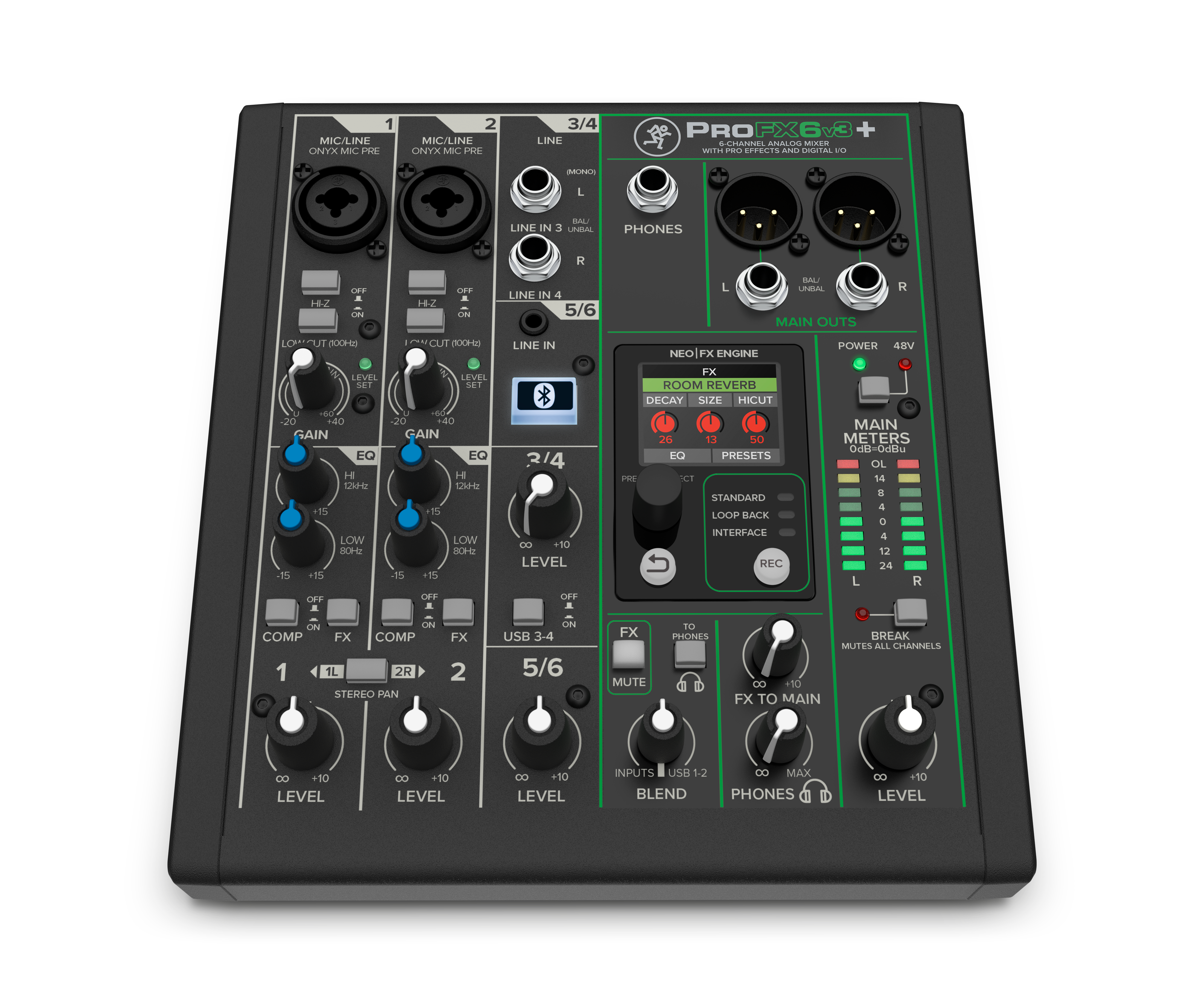Mackie ProFX6v3+ 6-Channel Analog Mixer With Enhanced FX, USB Recording Modes and Bluetooth