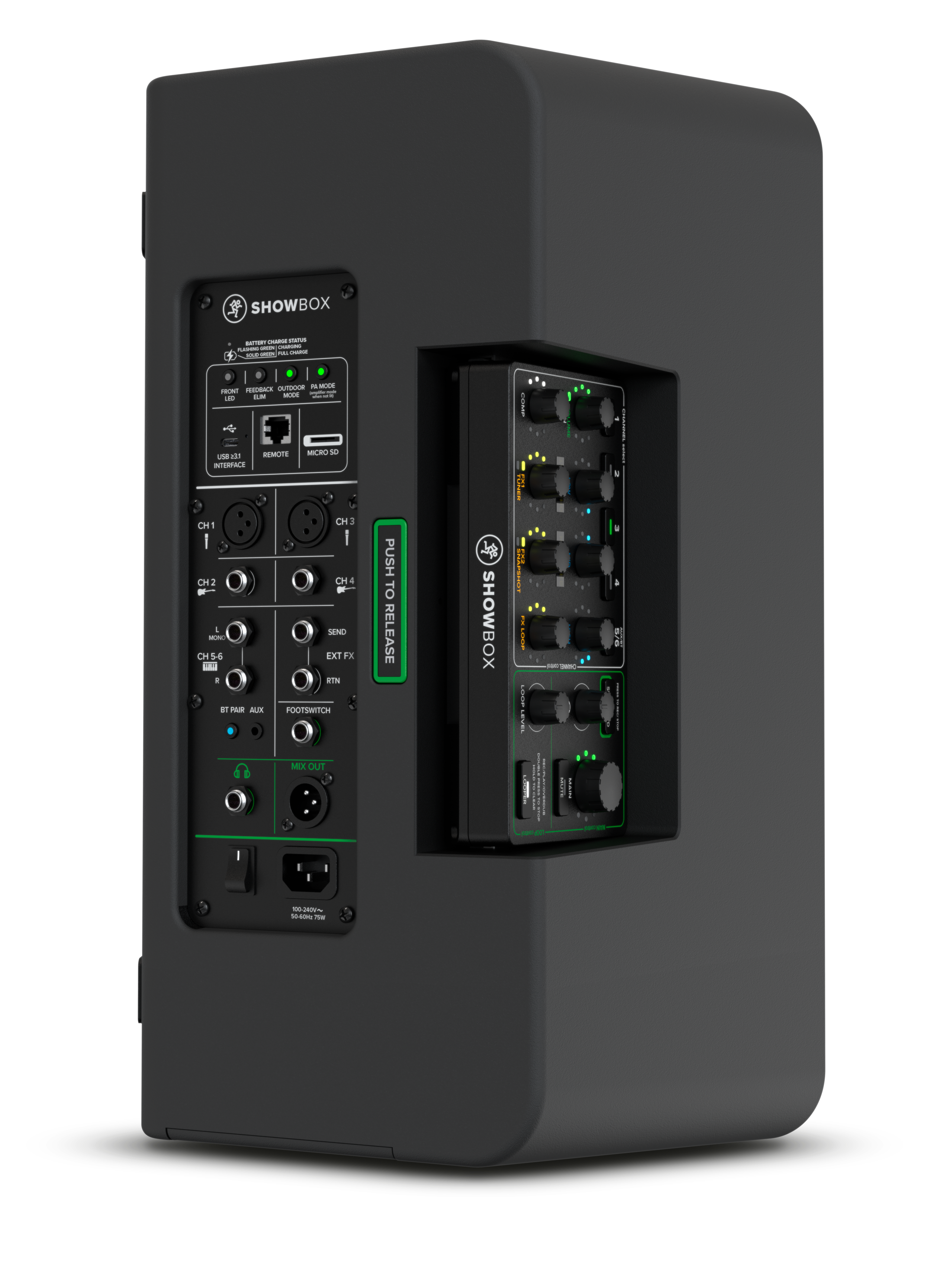 Mackie SHOWBOX Battery Powered All-In-One Performance Rig With Breakaway Mix Control