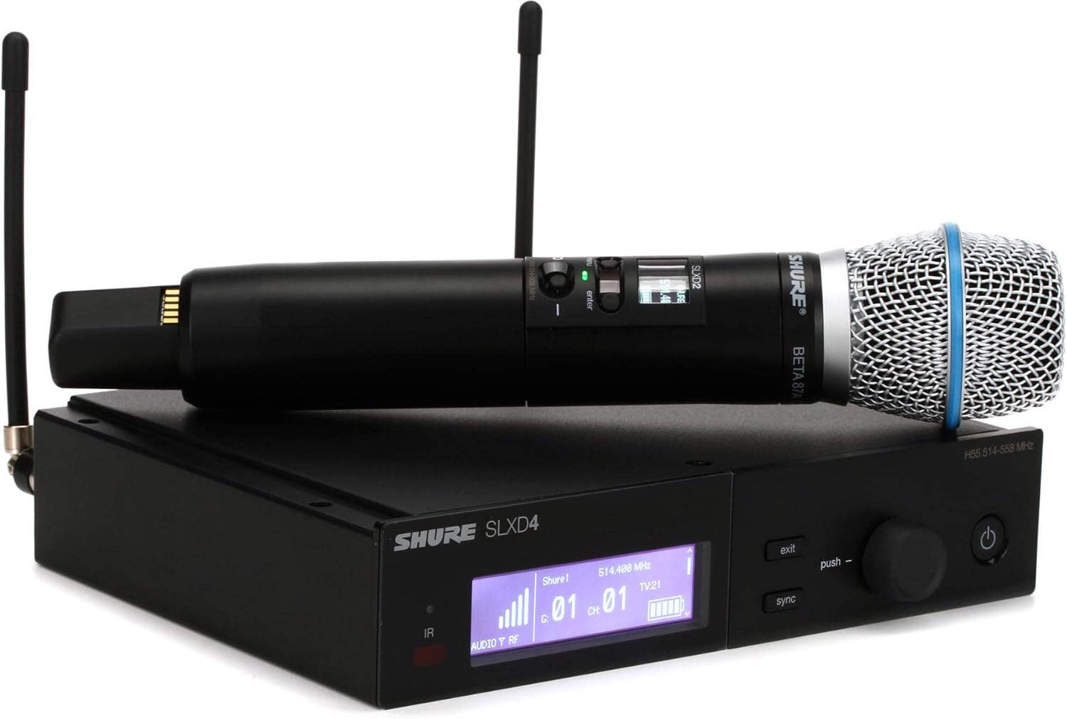 Shure SLXD24/B87A Digital Wireless Handheld Microphone System with Beta 87A Capsule (J52: 558 to 602 + 614 to 616 MHz)