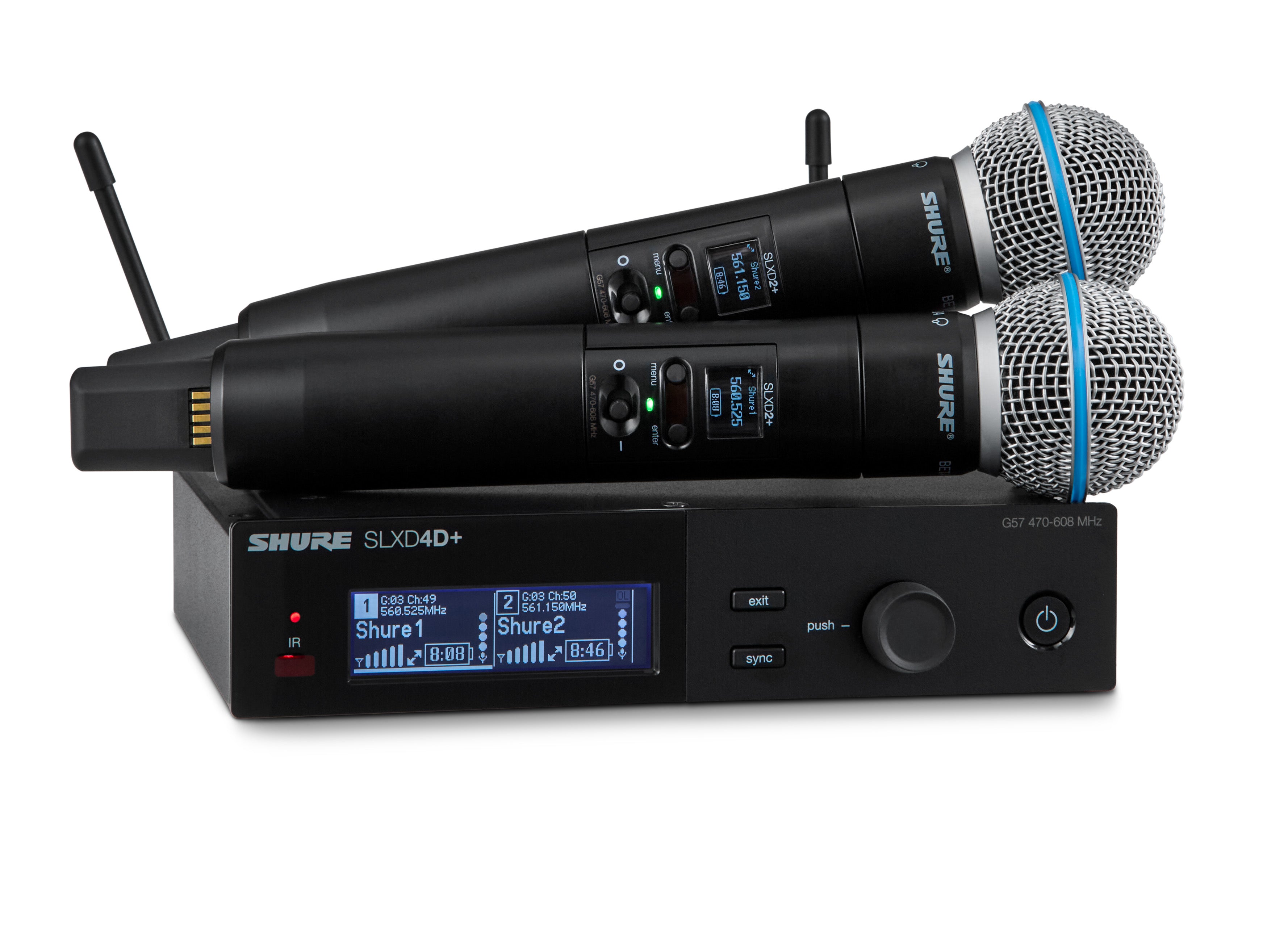 Shure SLXD24D+/B58-G57 Digital 2-Channel Wireless Microphone System (G57: 470 - 608 MHz)
