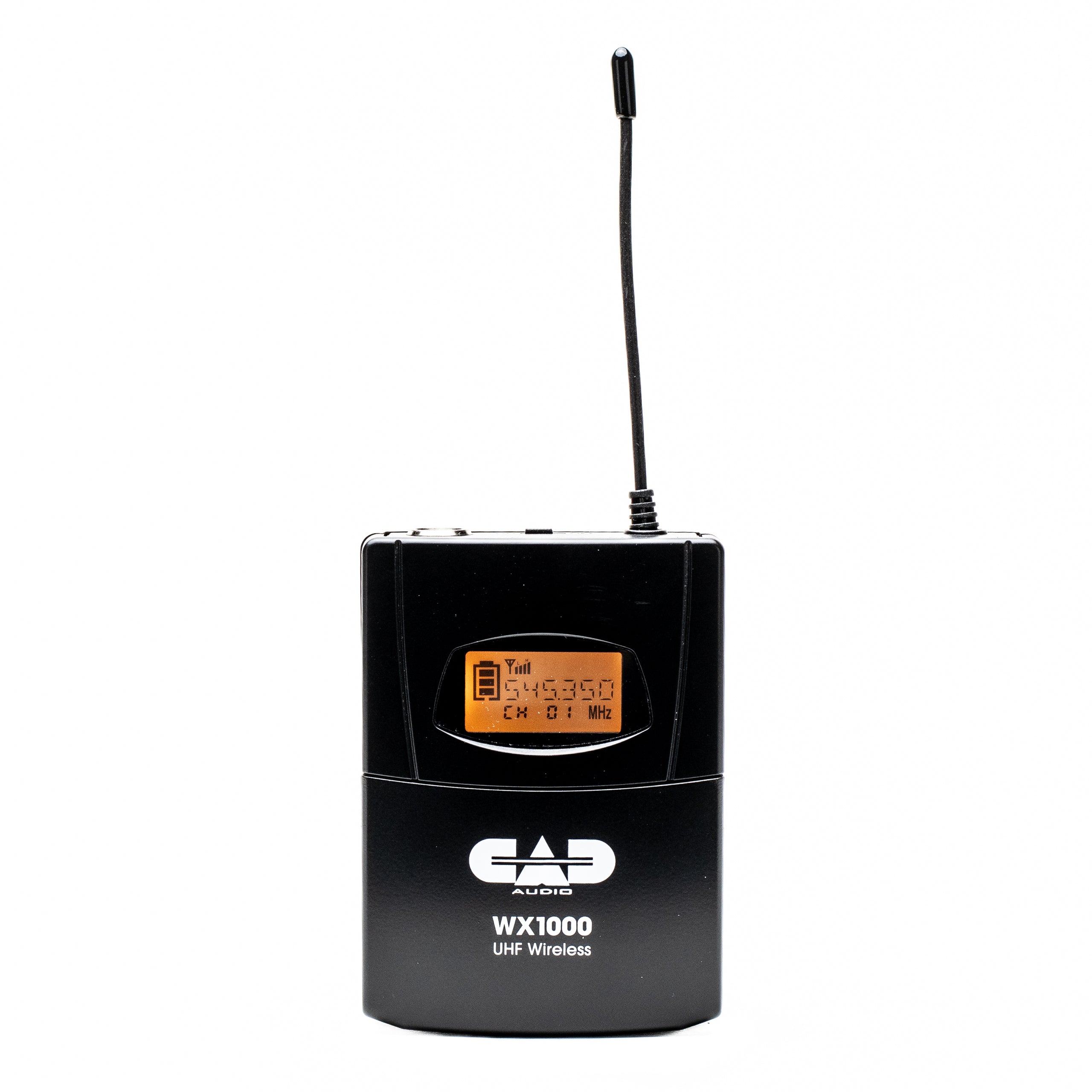 CAD WX1000BP UHF Wireless BodyPack System - Frequency Agile - Includes WX5 Guitar Cable, WX7 Headworn and WX9 Lav