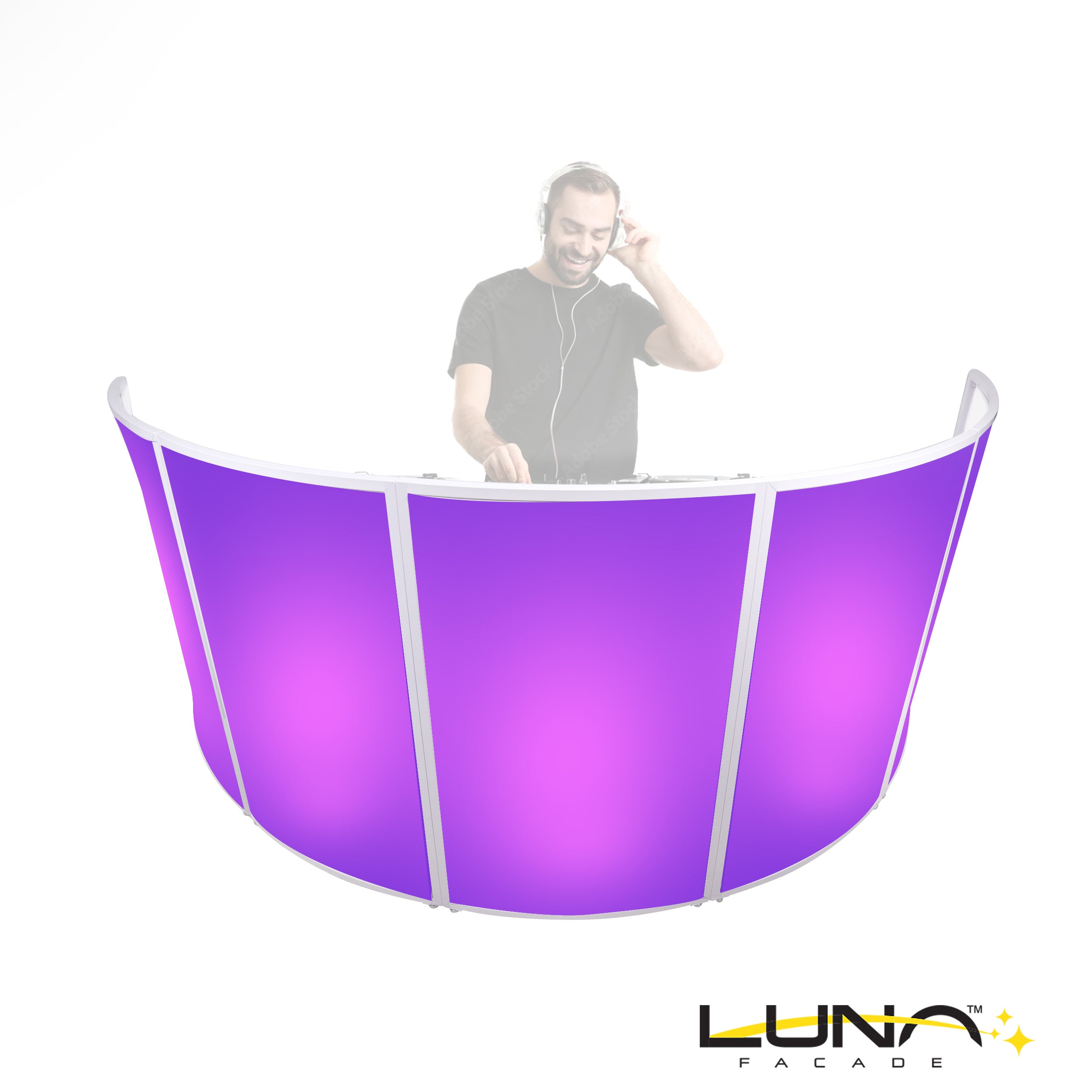 ProX XF-LUNAWH Five Panel DJ Facade with Black and White Scrim