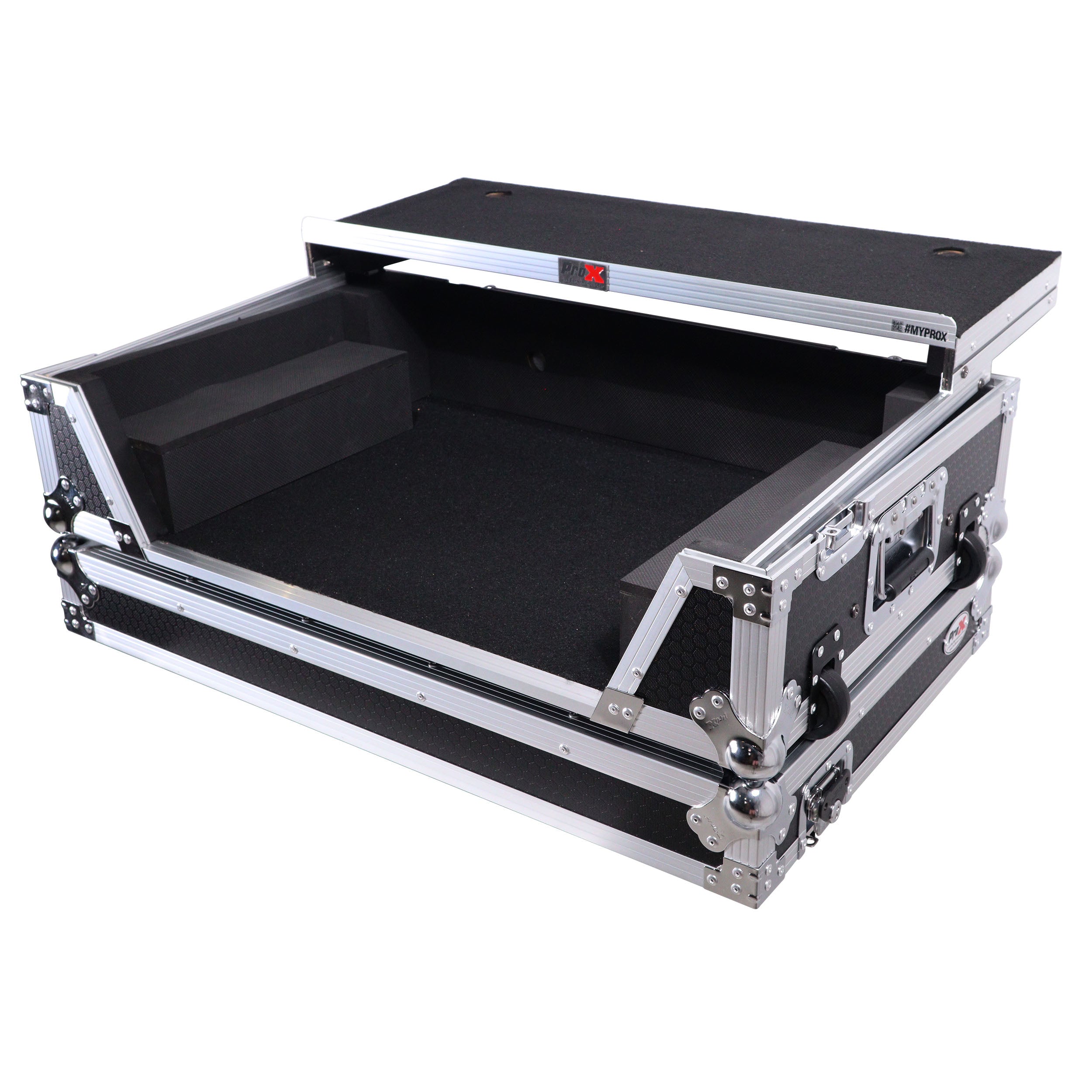 ProX XS-FLX102UWLT Flight Style Road Case with Laptop Shelf and 2U Rack Space for Pioneer DDJ-FLX10