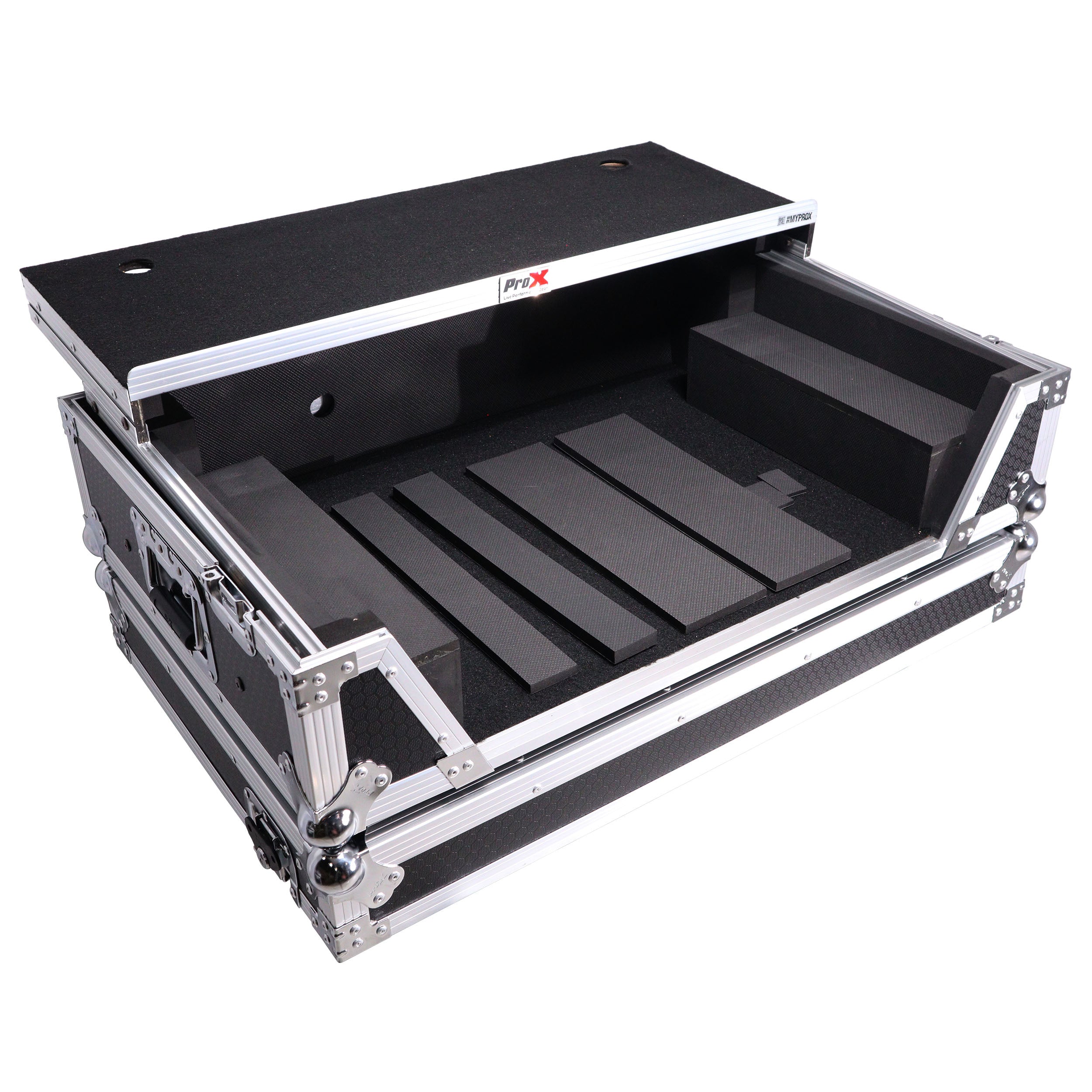 ProX XS-FLX102UWLT Flight Style Road Case with Laptop Shelf and 2U Rack Space for Pioneer DDJ-FLX10