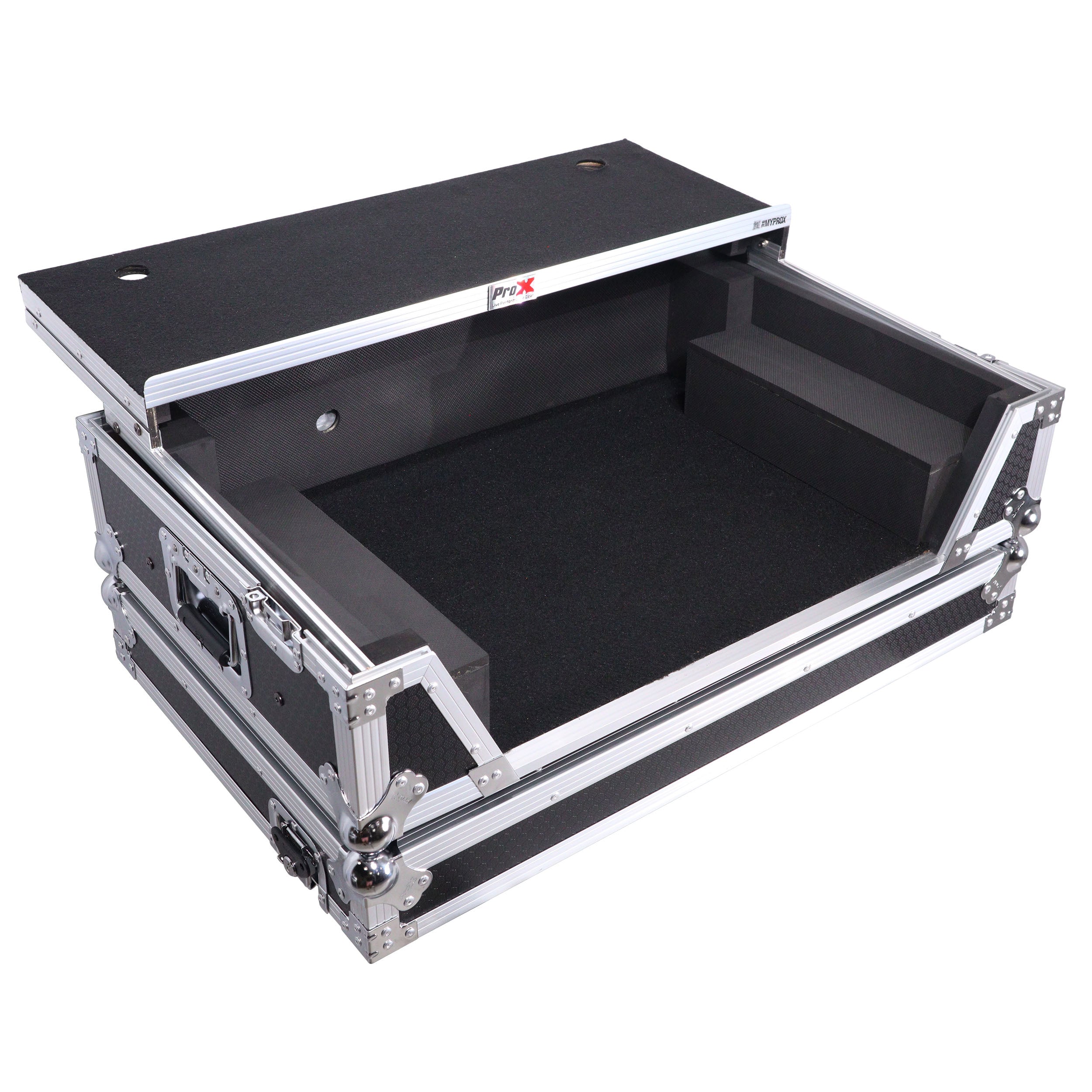 ProX XS-FLX102UWLT Flight Style Road Case with Laptop Shelf and 2U Rack Space for Pioneer DDJ-FLX10