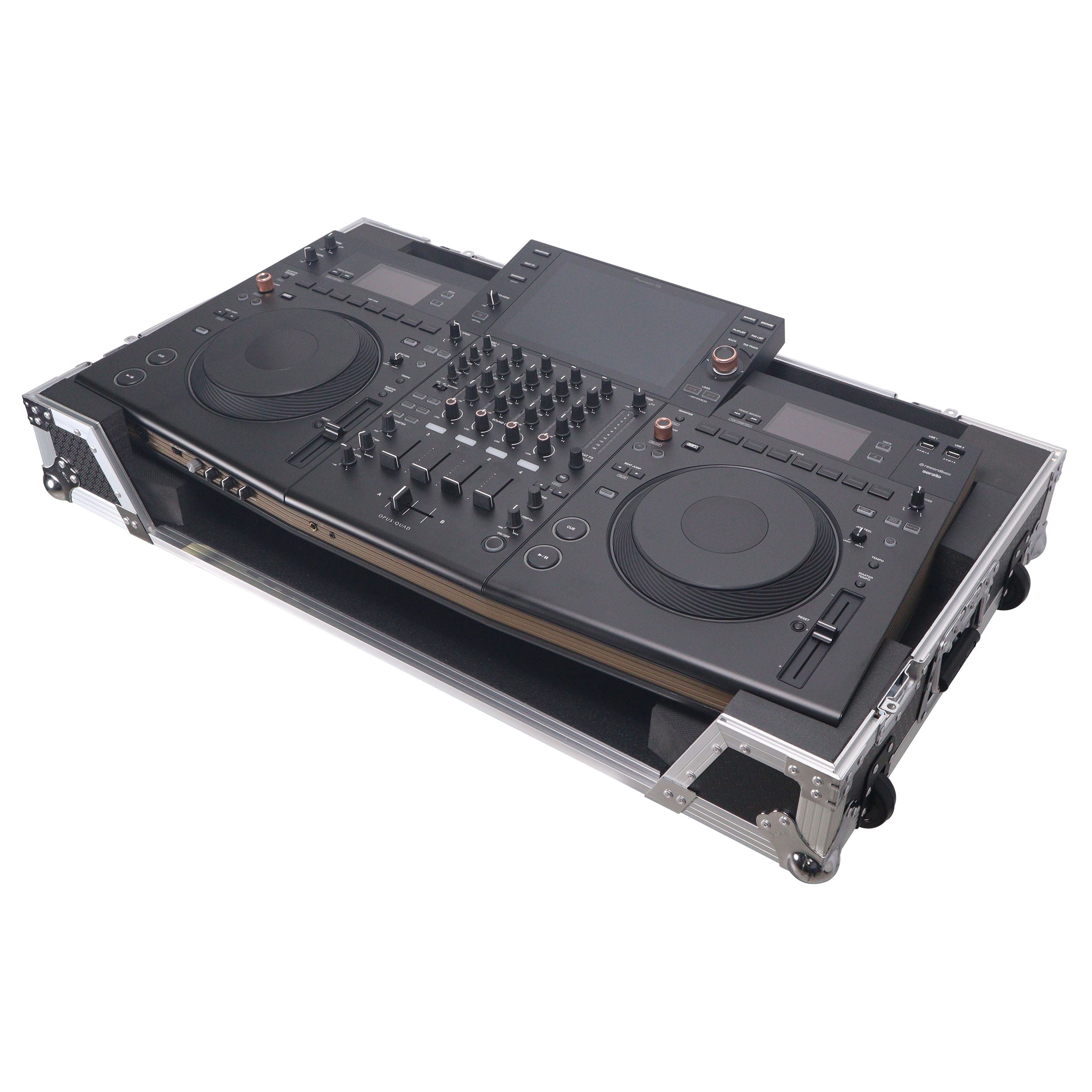 ProX ATA Flight Style Road Case For Pioneer Opus Quad DJ Controller with 1U Rack Space and Wheels