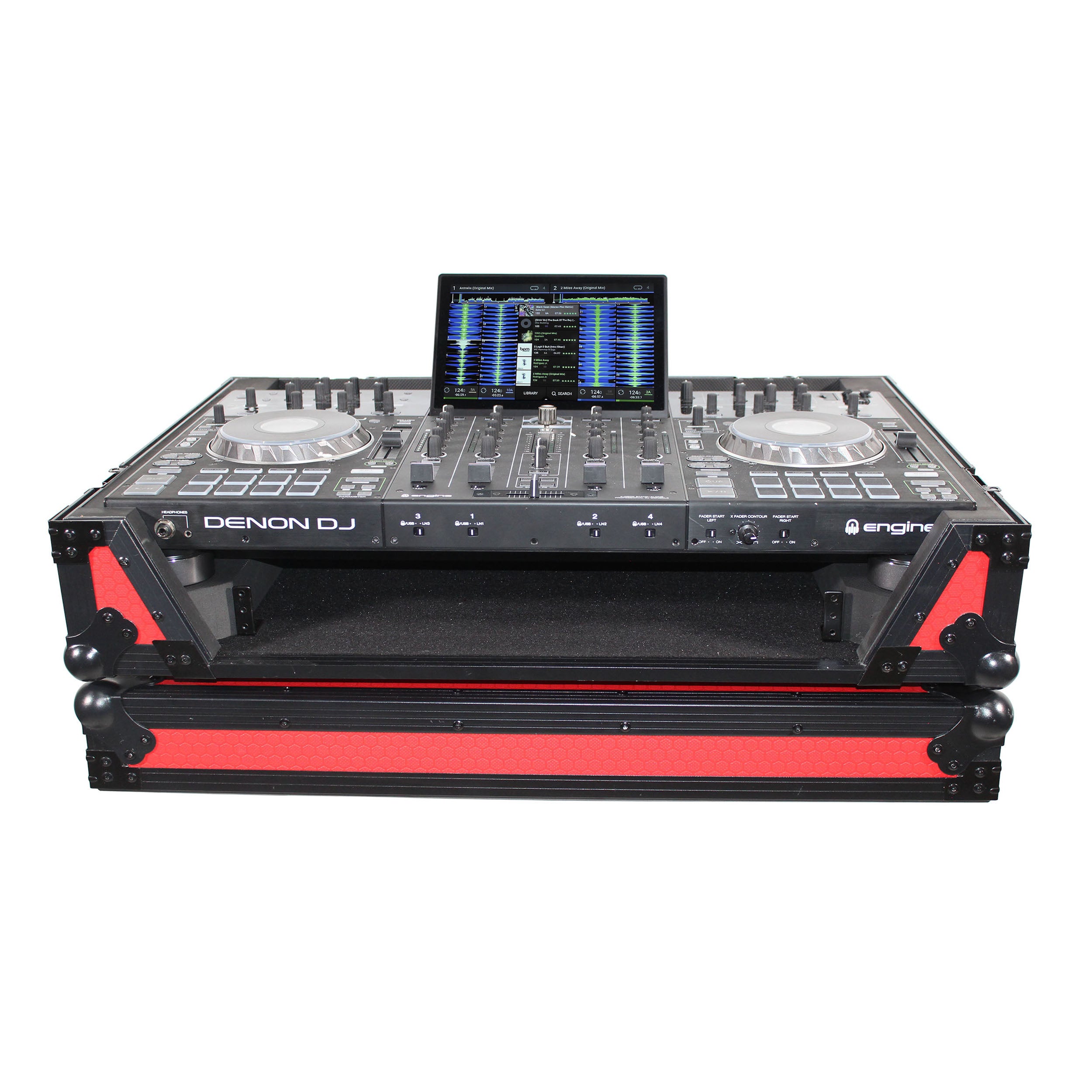 ProX XS-PRIME4 WRB Flight Case for Denon Prime 4 Black on Red