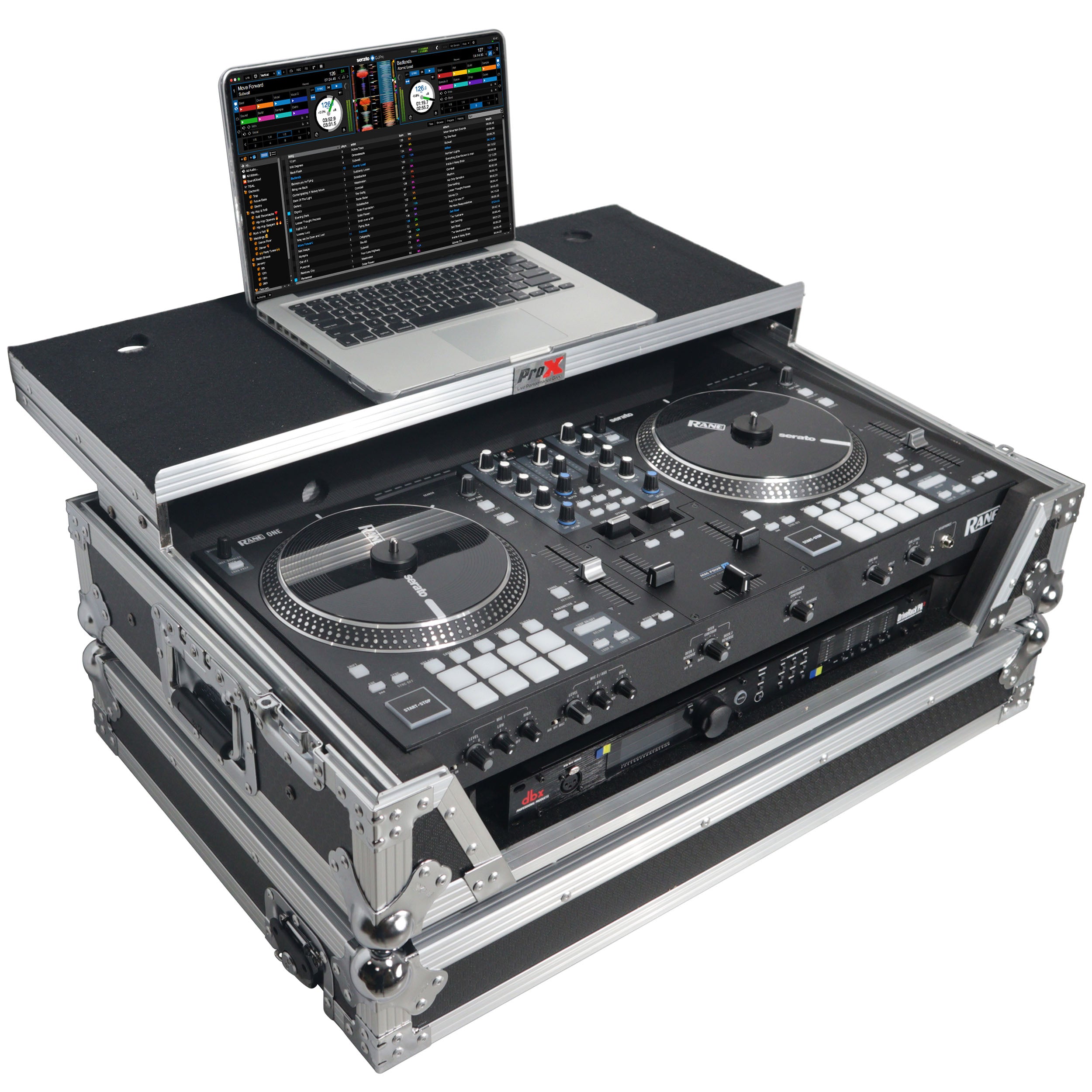 ProX XS-RANEONE-WLT Rane ONE Flight Case w/ Wheels, Laptop Shelf & 1U Rack Silver/Black
