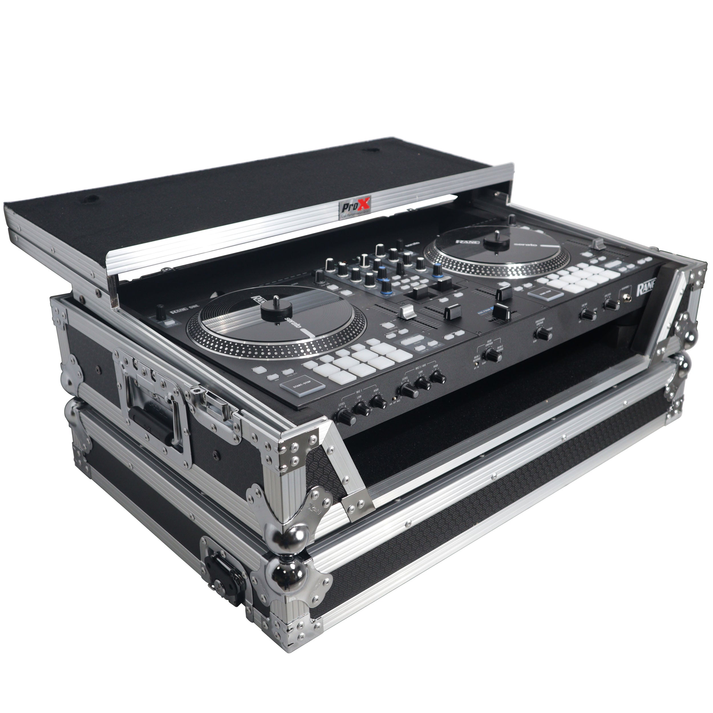 ProX XS-RANEONE-WLT Rane ONE Flight Case w/ Wheels, Laptop Shelf & 1U Rack Silver/Black