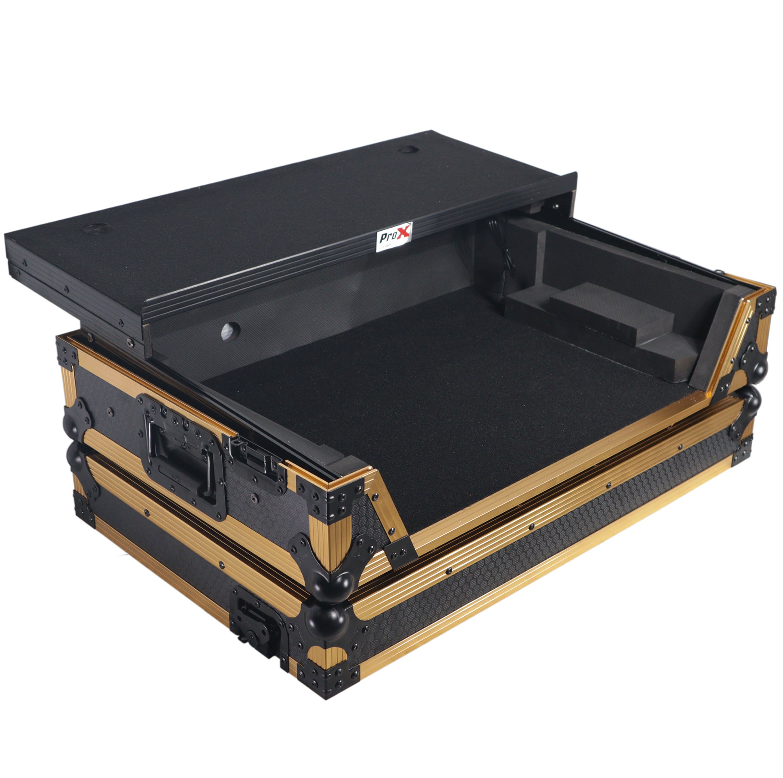 ProX XS-RANEONE-WLTFGLD Rane ONE Flight Case w/ Wheels, Laptop Shelf & 1U Rack Gold/Black