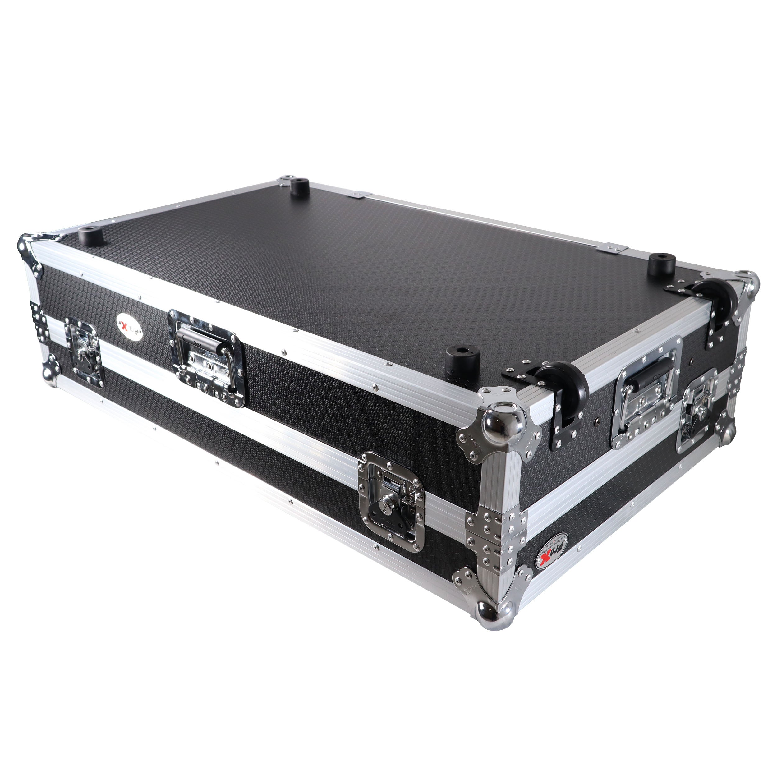 ProX XDJ-XZ Flight Case w/ Wheels, Laptop Shelf & 1U Rack Silver/Black