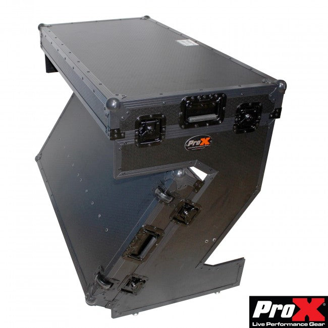 ProX Portable Z-Style DJ Flight Case Table W/Handles & Wheels (Black on Black)