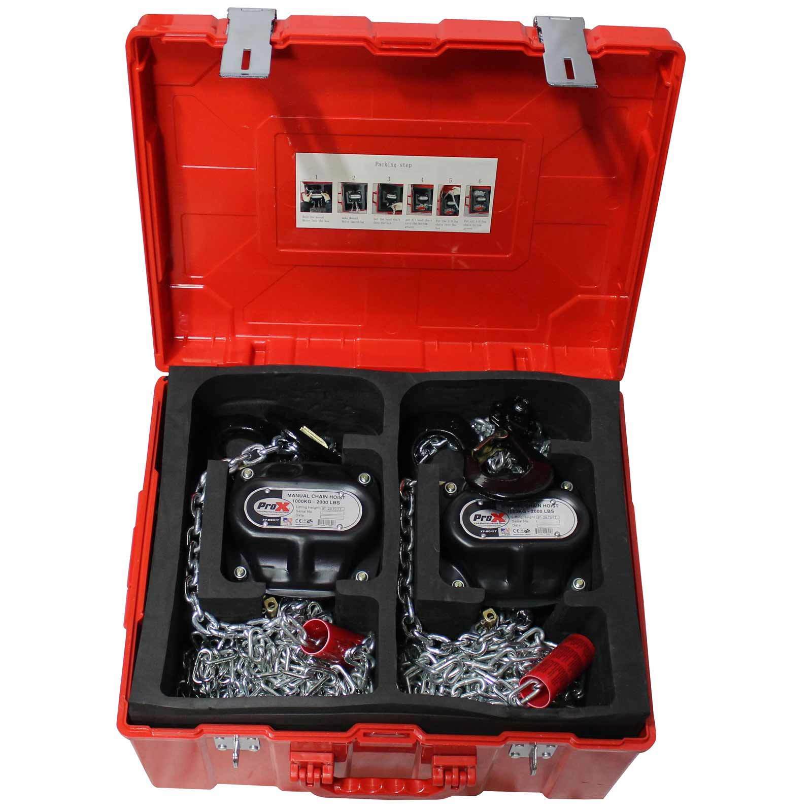 ProX XT-MCH1TX2-30FT Set of 2 1 ton Manual Chain Hoists w 30' Chains & Case