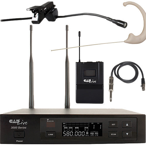 CAD WX3010S Wireless Bodypack Microphone System with Lavalier, Earset, and Guitar Cable - B-Stock