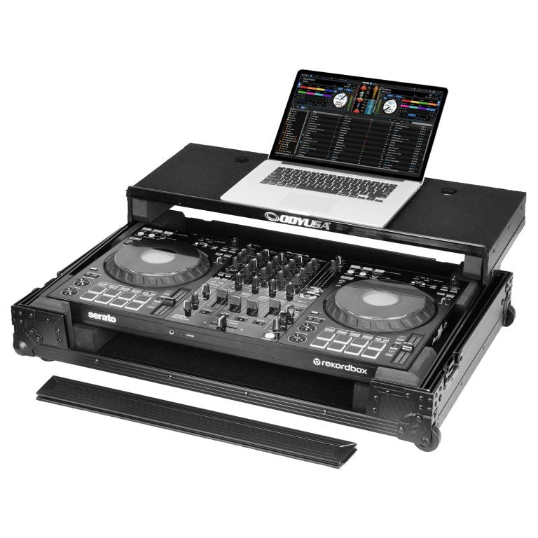Odyssey Pioneer DJ DDJ-FLX10 I-Board Flight Case with Glide Style Laptop Platform and Wheels
