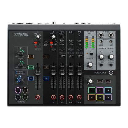 Yamaha AG08-B Black 8-Channel Mixer/USB Interface for IOS/Mac/PC