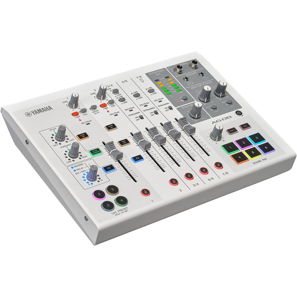 Yamaha AG08-W White 8-Channel Mixer/USB Interface for IOS/Mac/PC