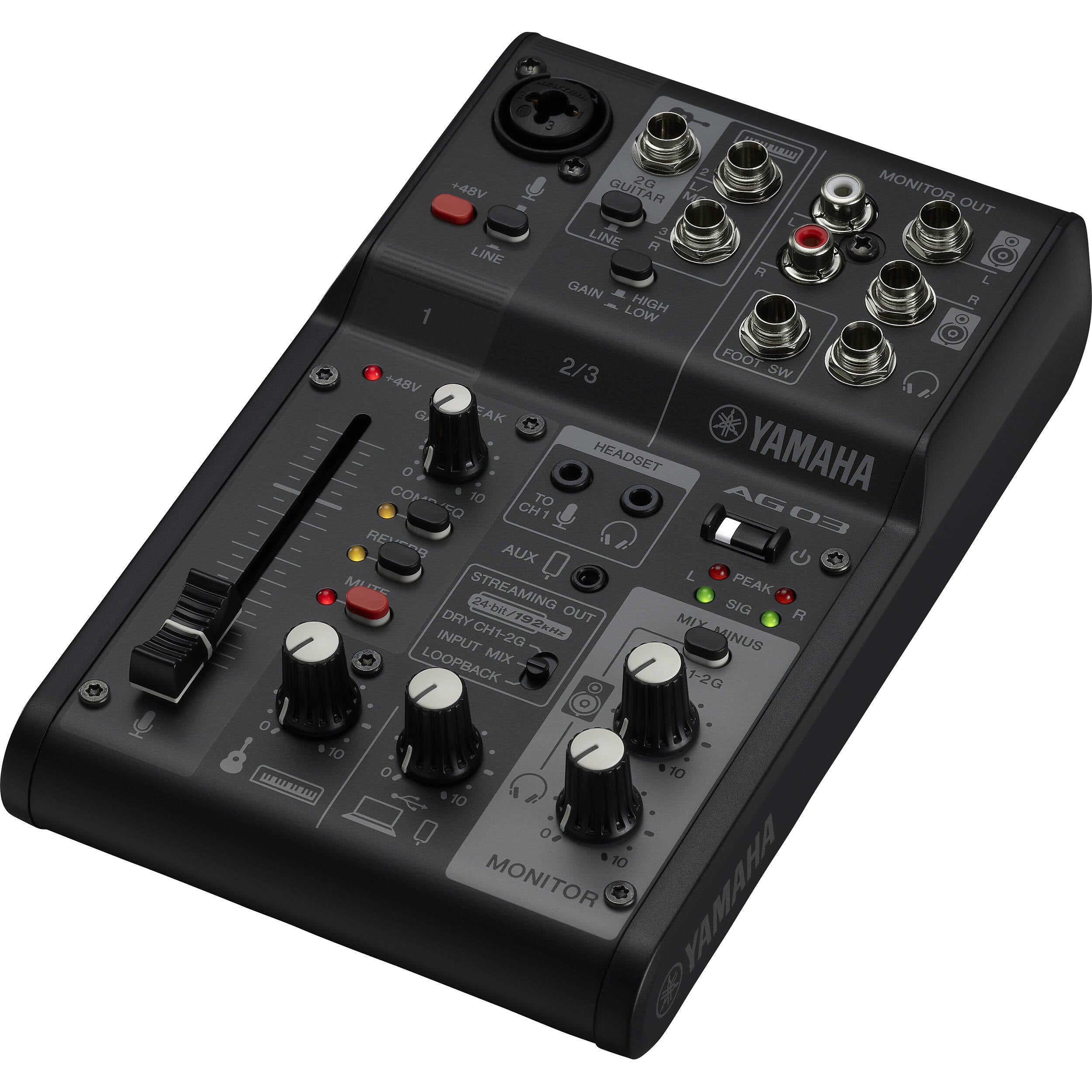 Yamaha AG03MK2 3-Channel Mixer & USB Audio Interface (Black)